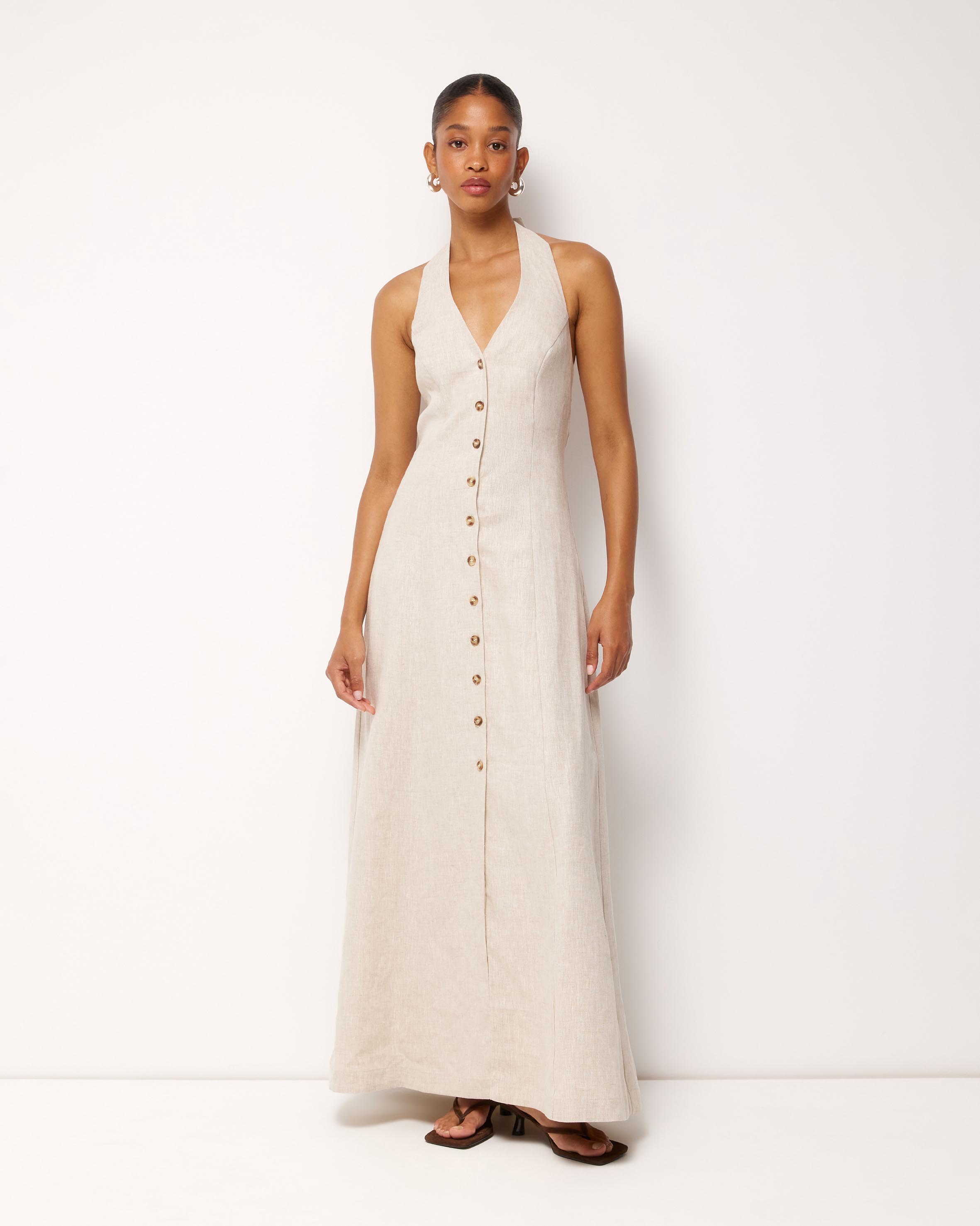 Rosa Linen Halter Midi Dress