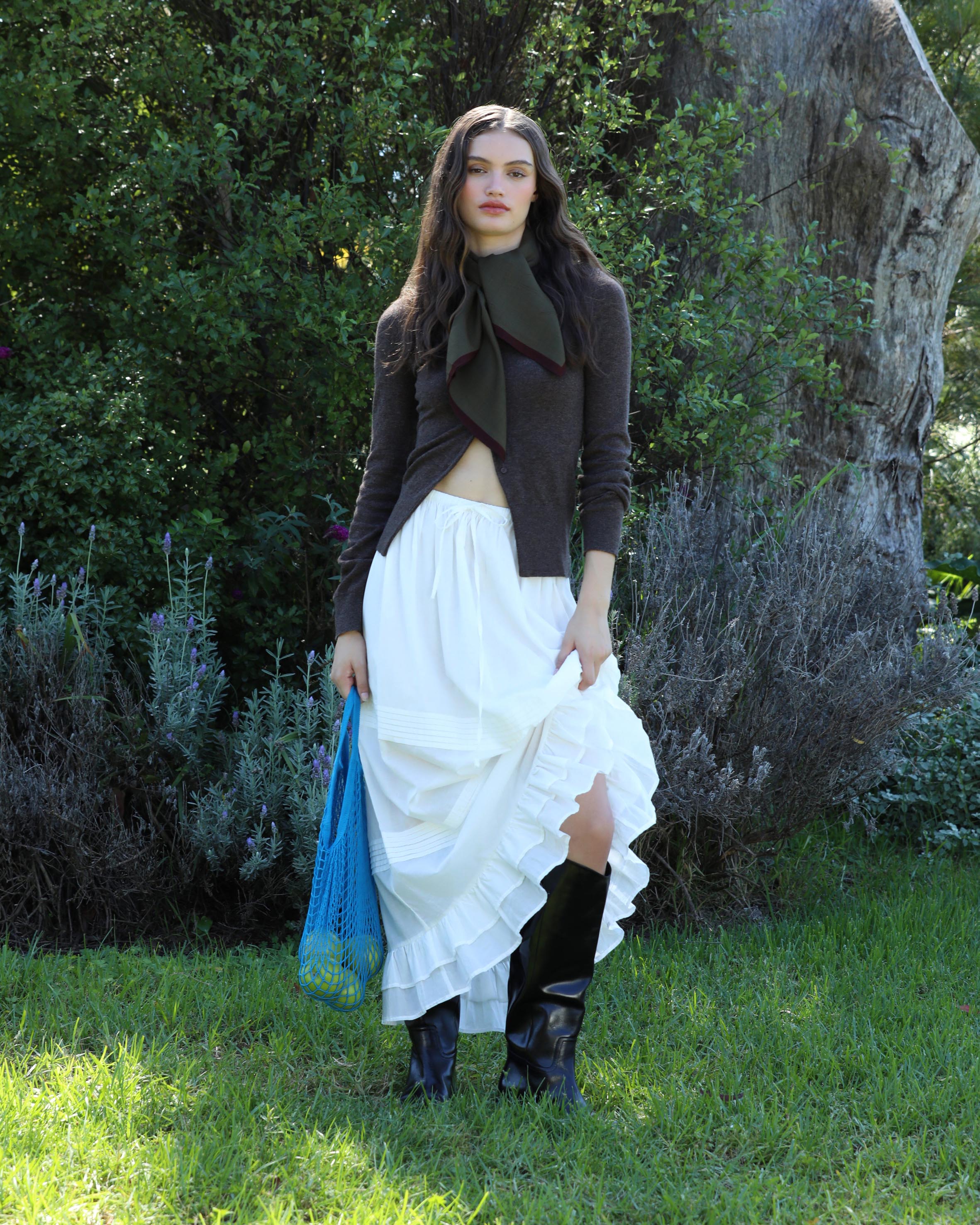 Tiered Hem Cotton Skirt