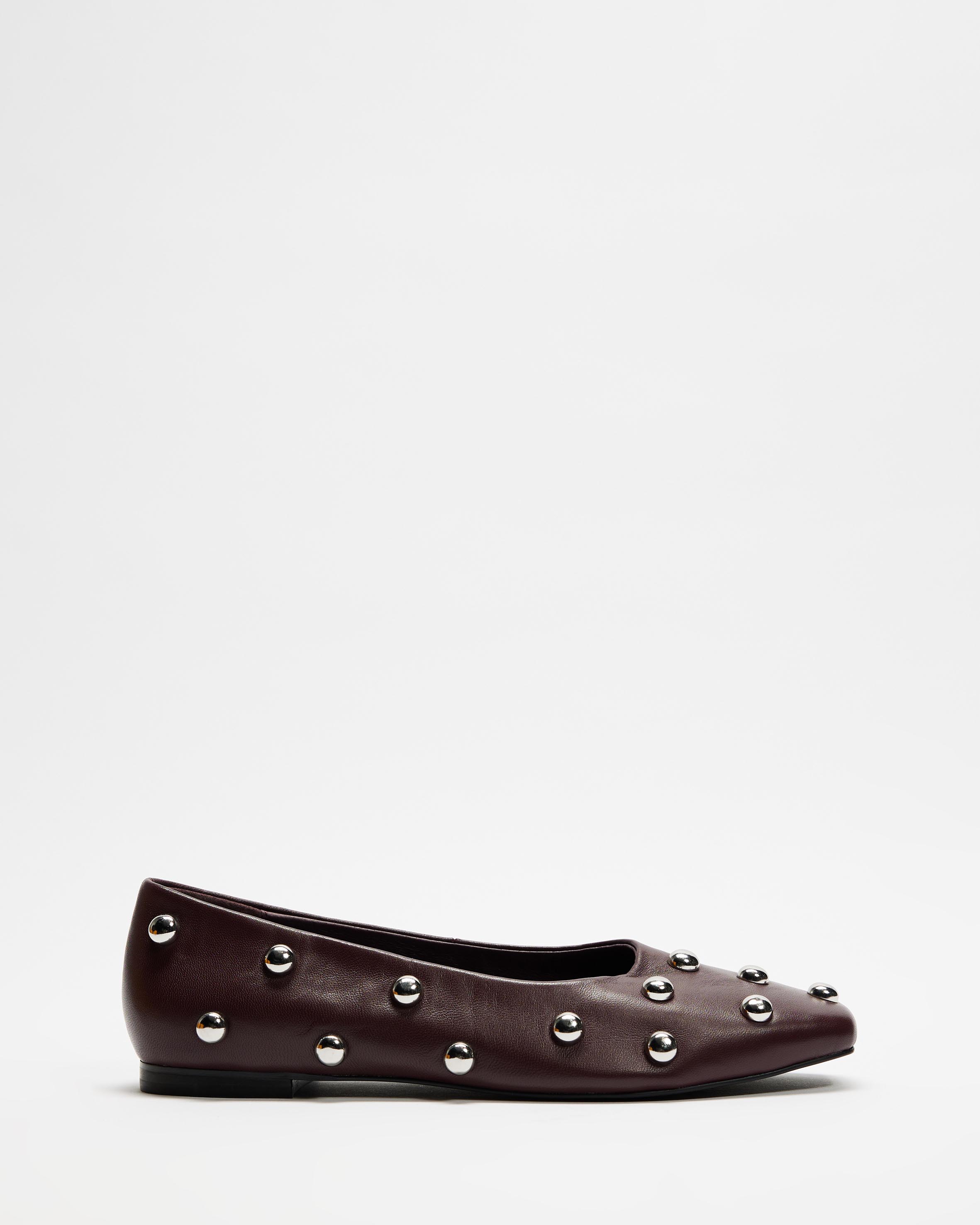 Studded Leather Ballet Flats