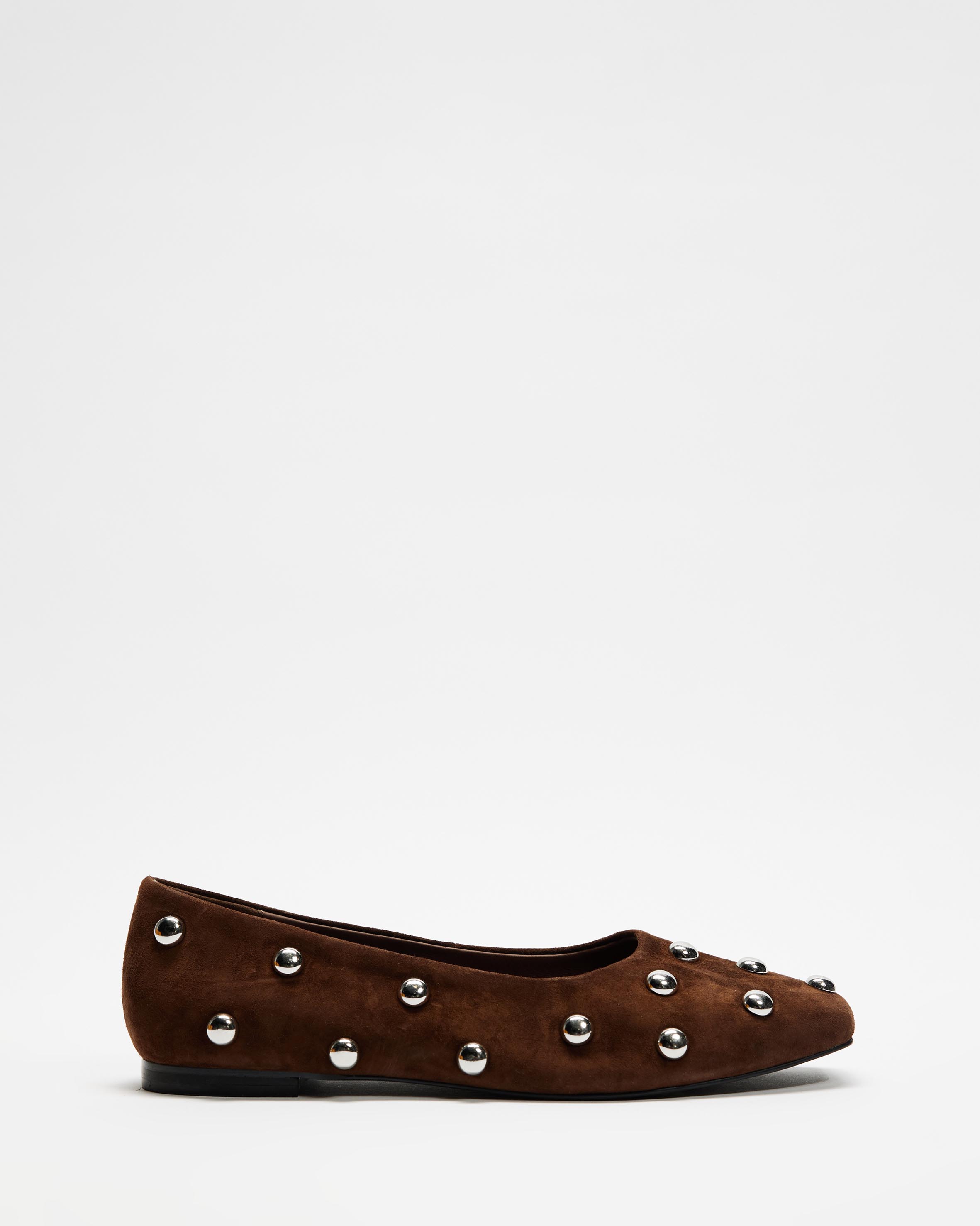 Studded Suede Ballet Flats