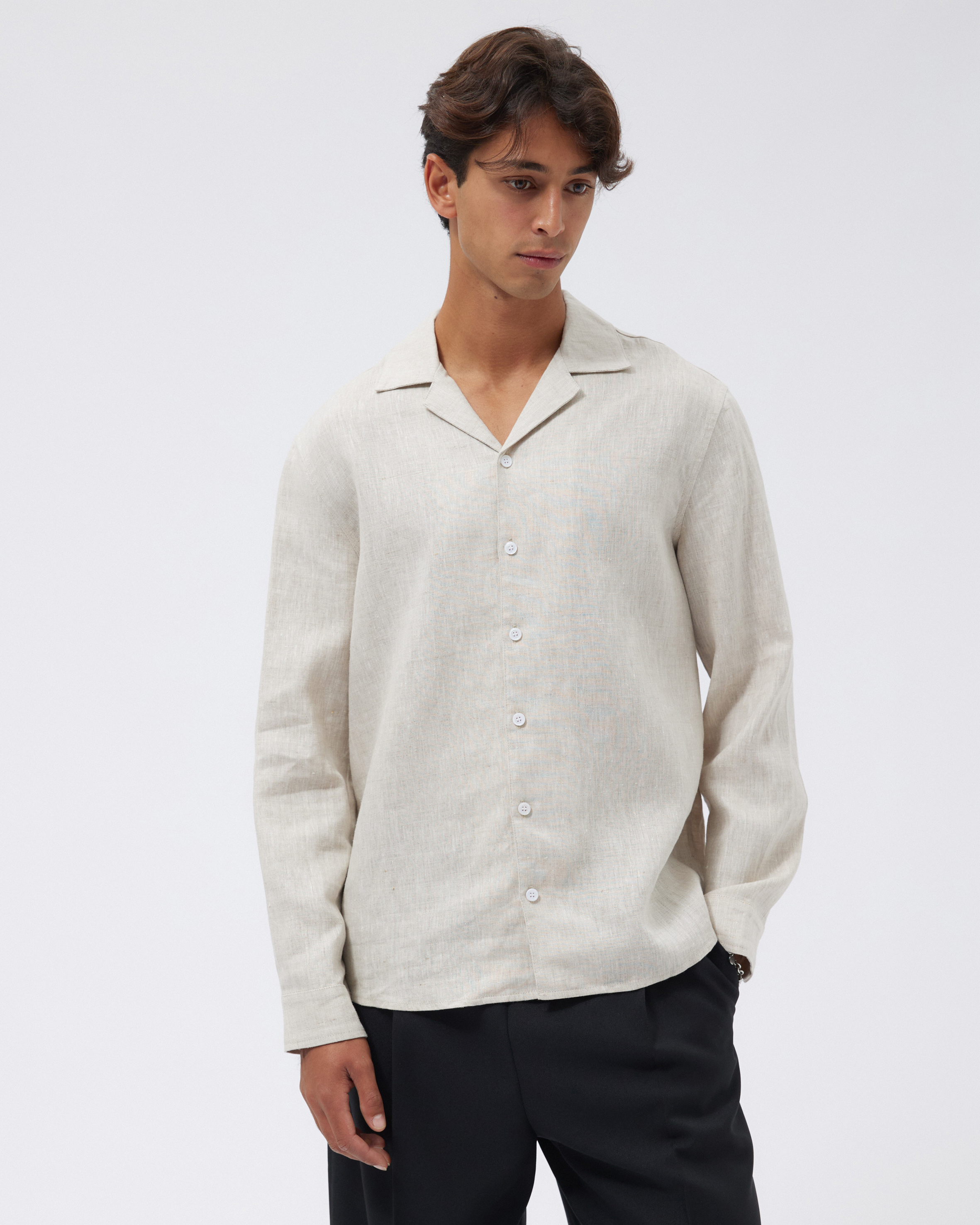 Linen LS Camp Collar Shirt