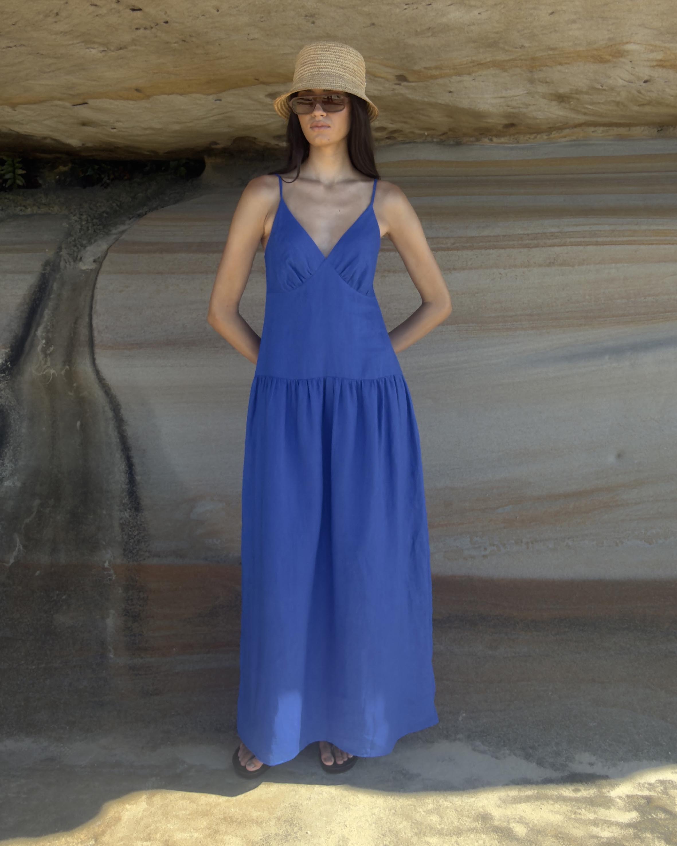 Bree V Neck Linen Maxi Dress