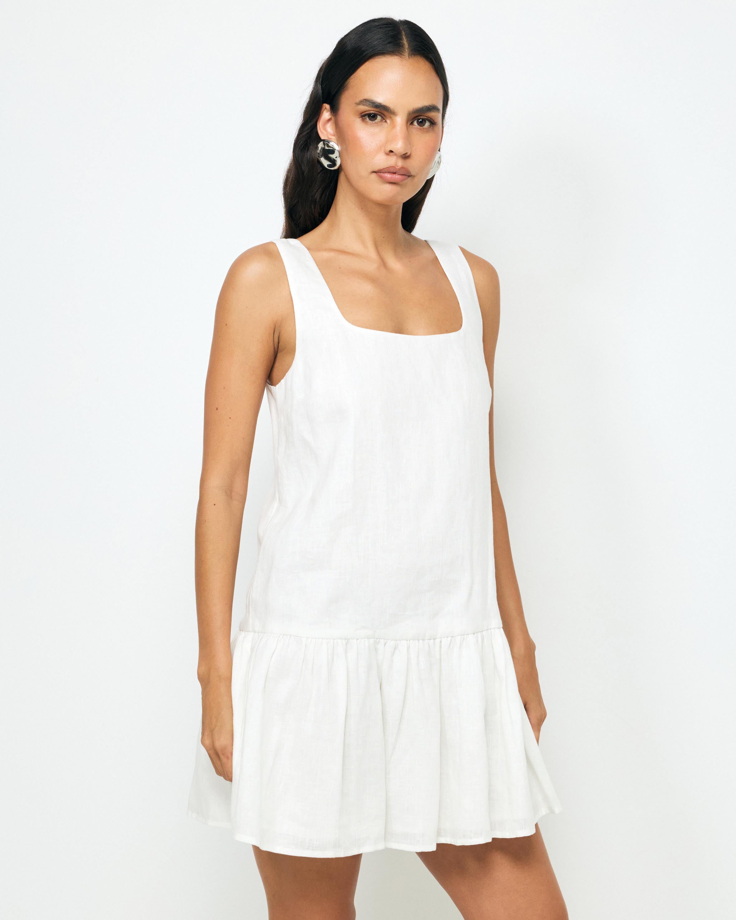 Madilyn Drop Waist Linen Mini Dress