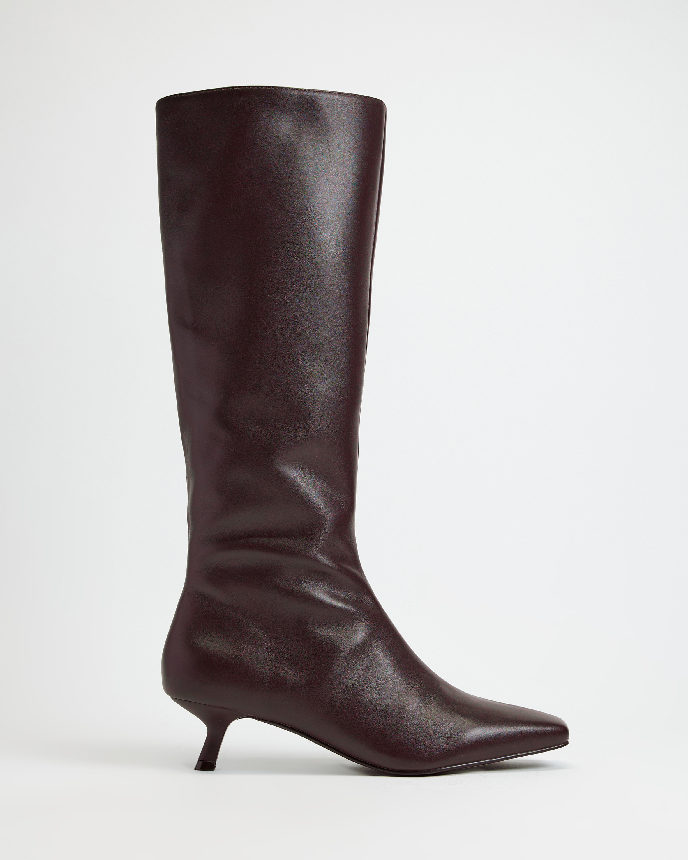 Maria Leather Knee High Kitten Heel Boots