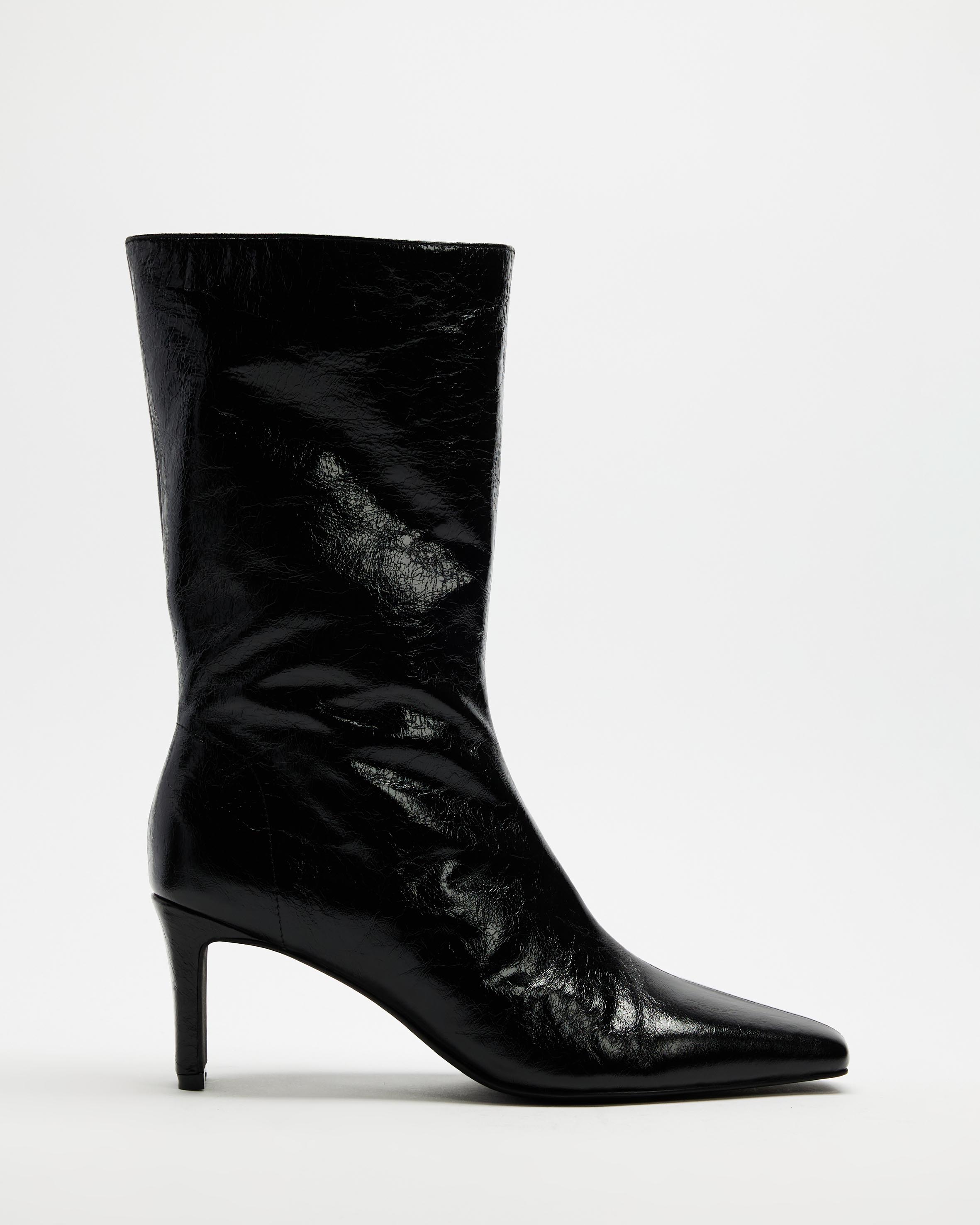Anais Square Toe Heeled Leather Ankle Boots