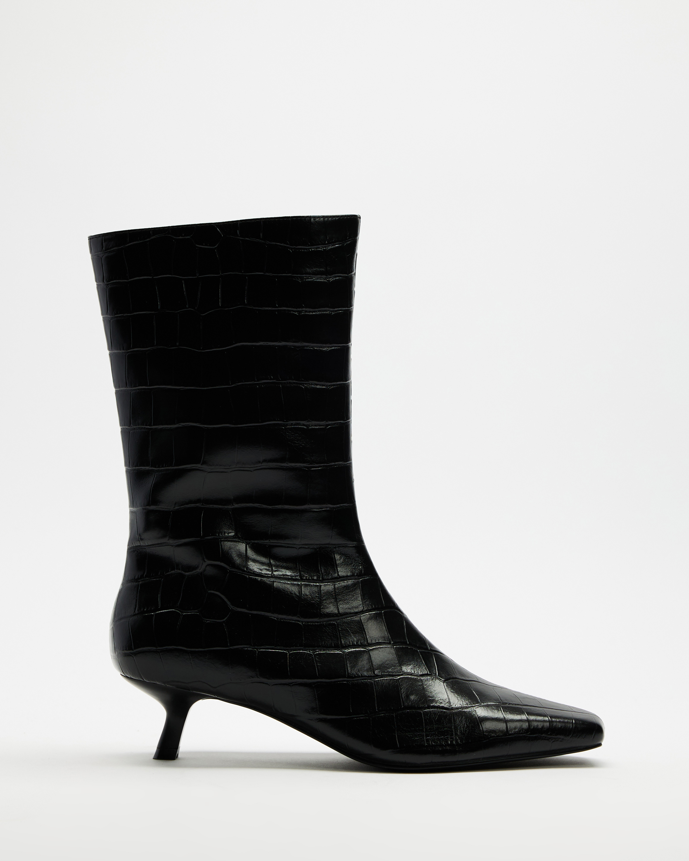 Maria Leather Kitten Heel Boots