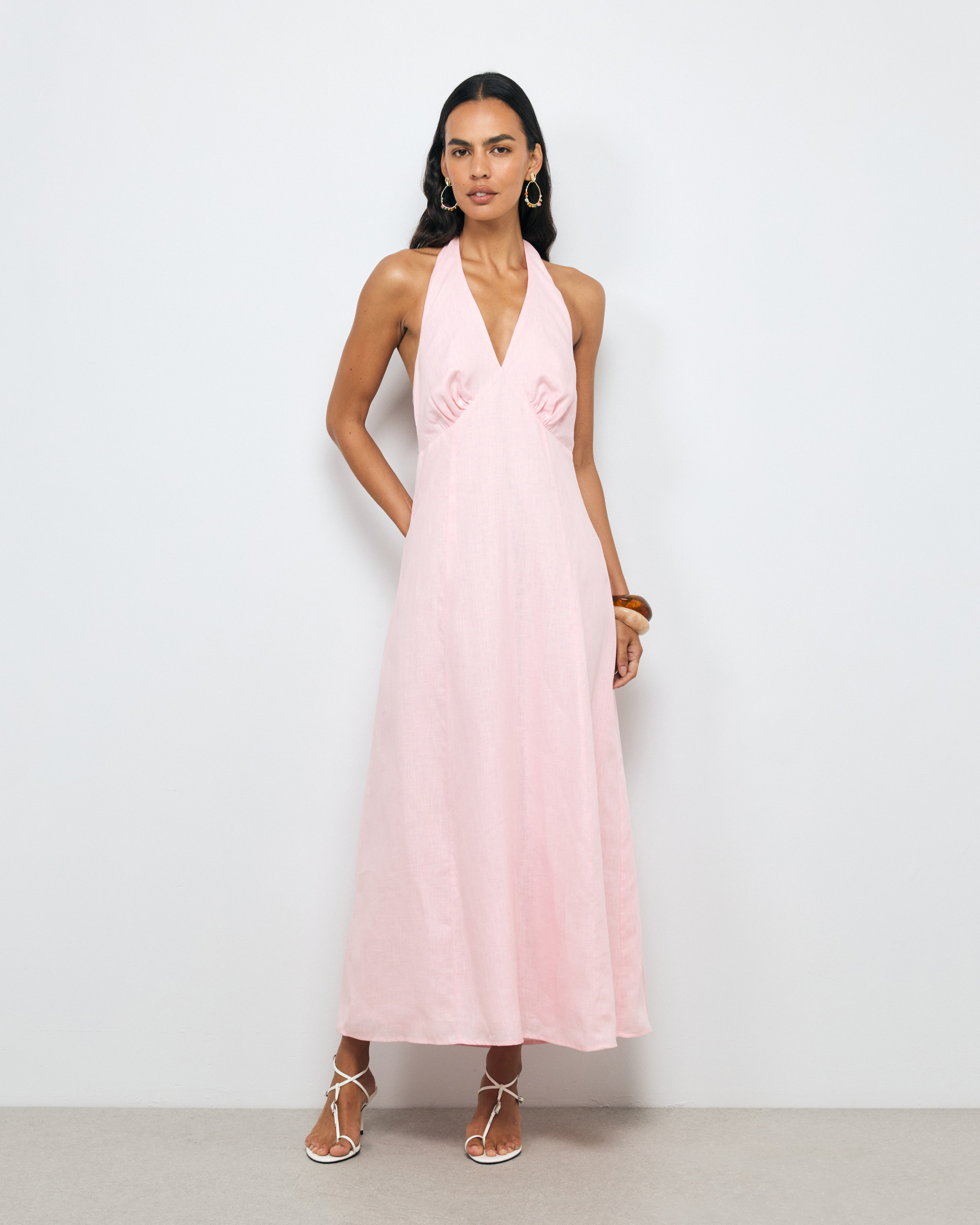 Lacey Halter Linen Dress