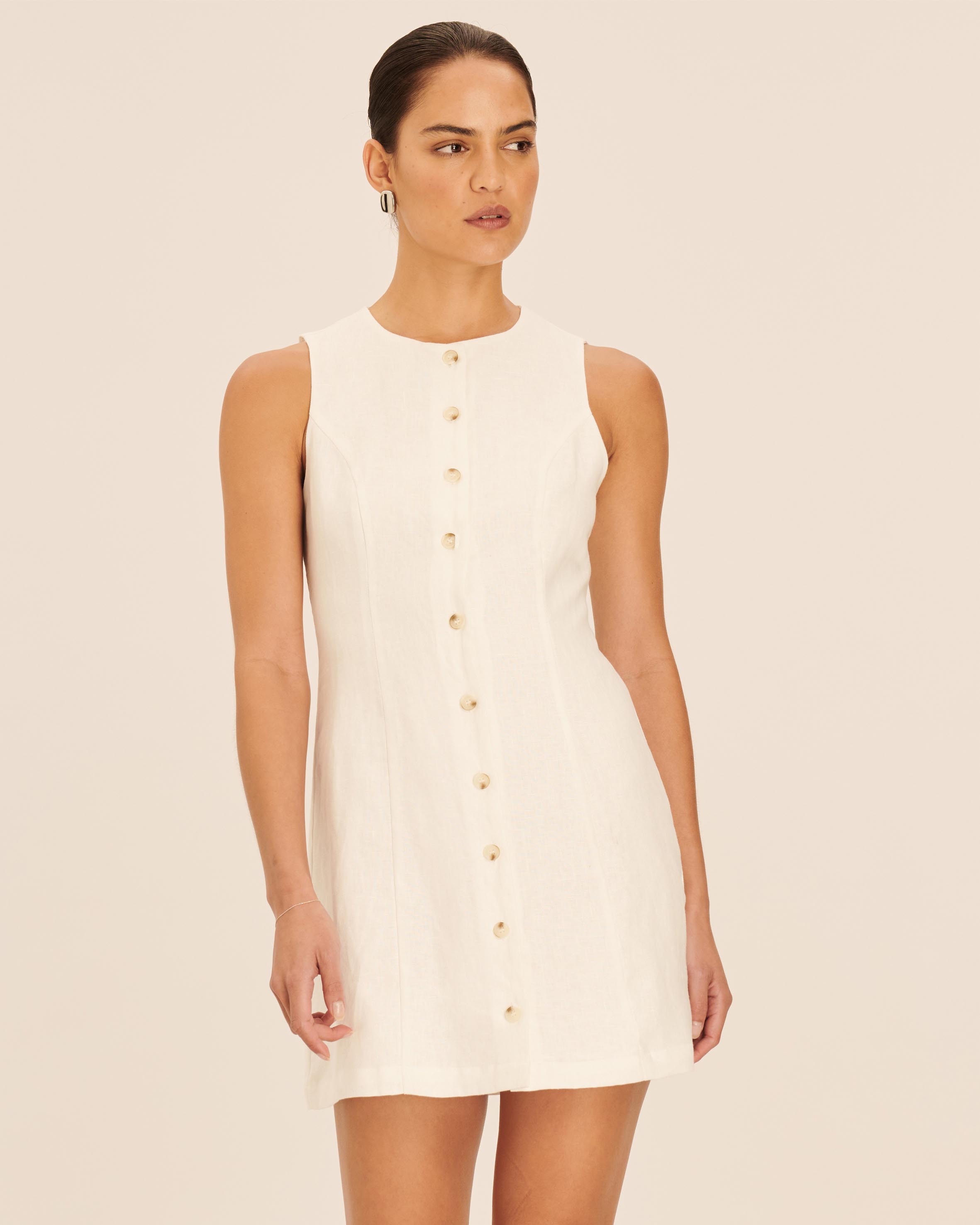 Linen Button Down Mini Dress