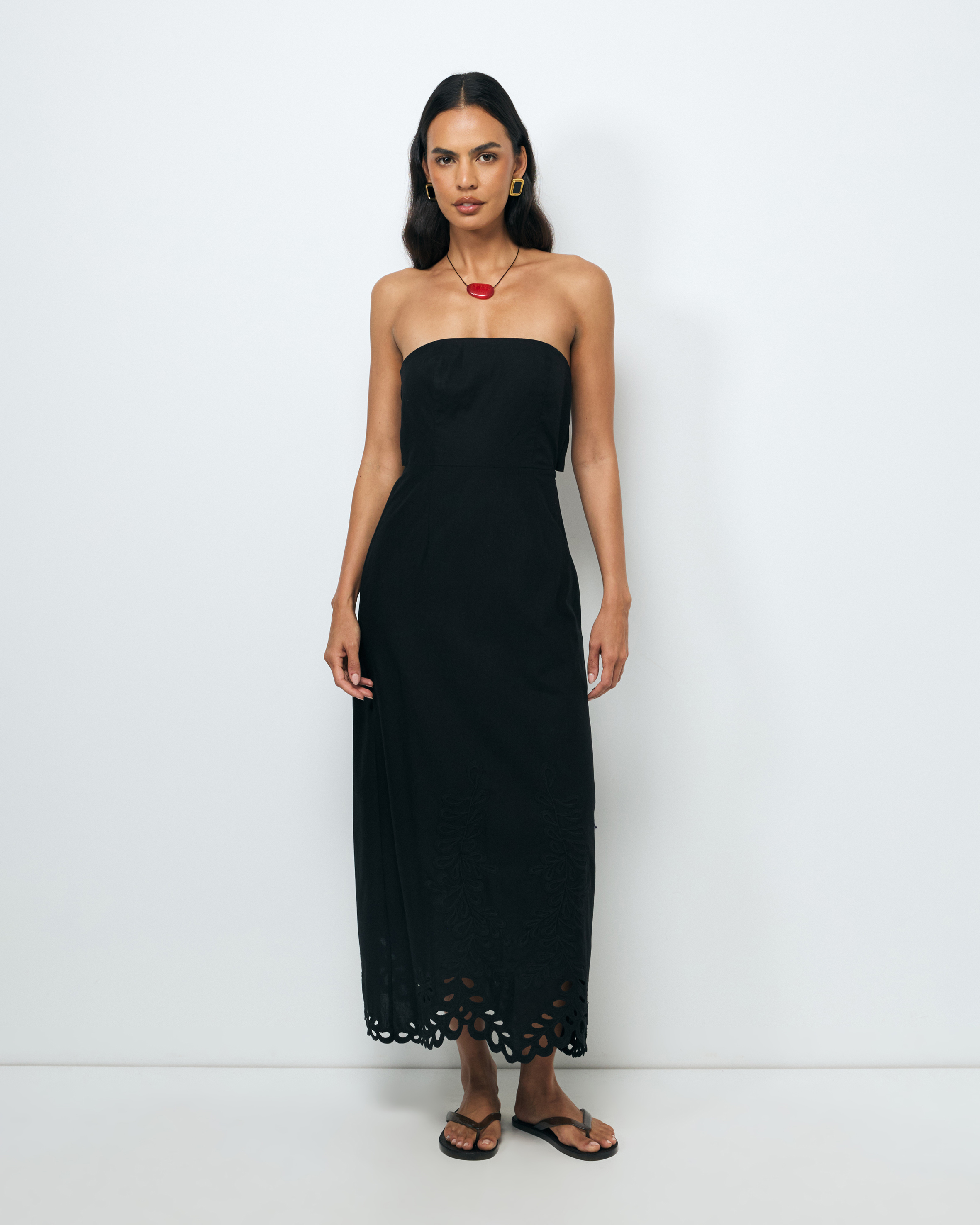 Adria Broderie Midi Dress