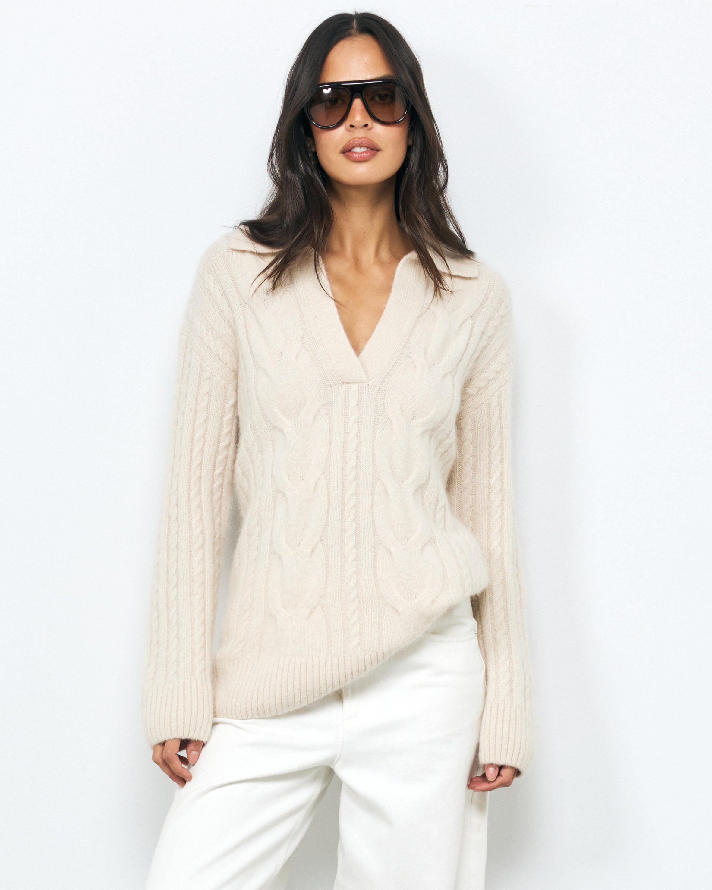 Ora Cable Polo Knit
