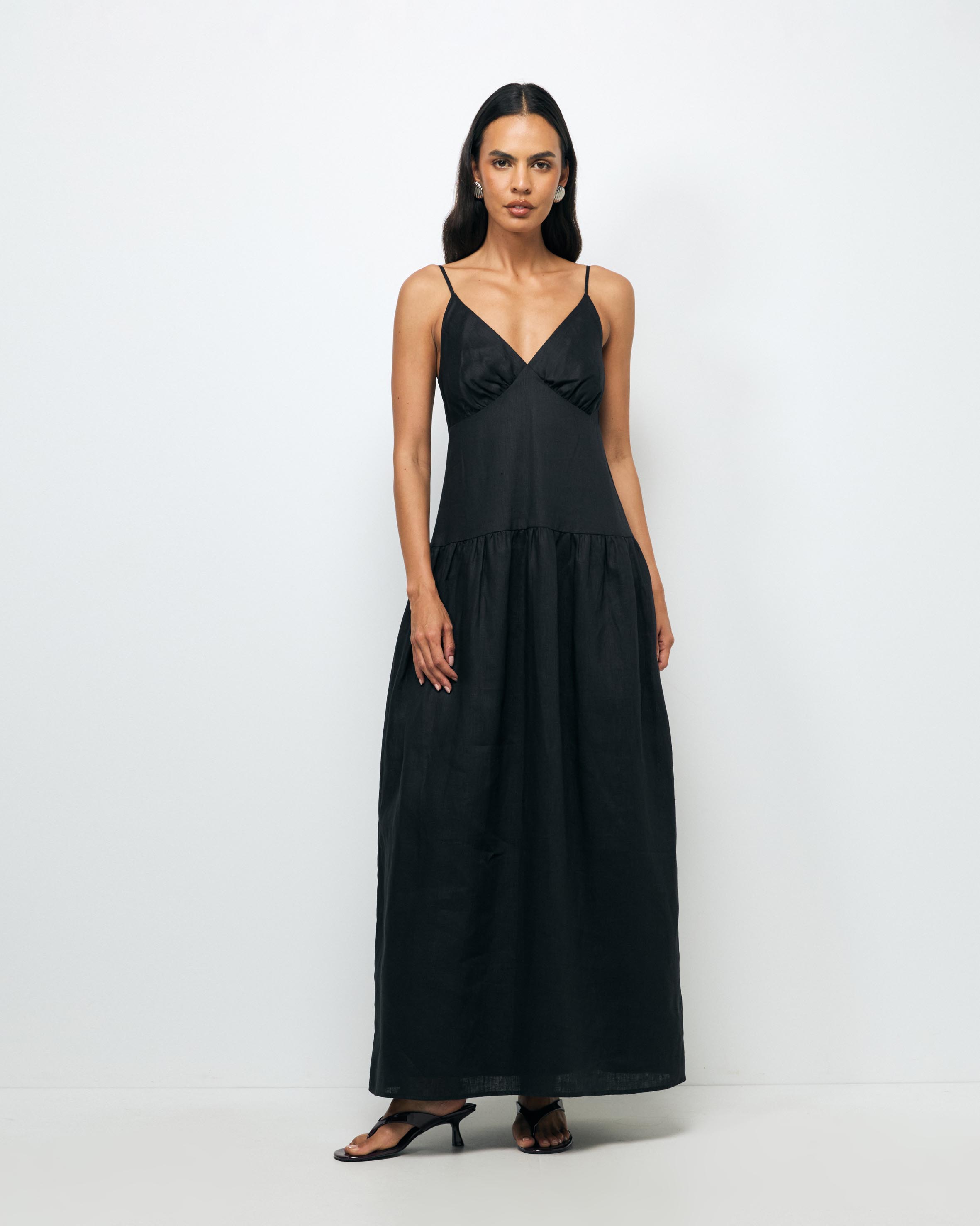Bree V Neck Linen Maxi Dress