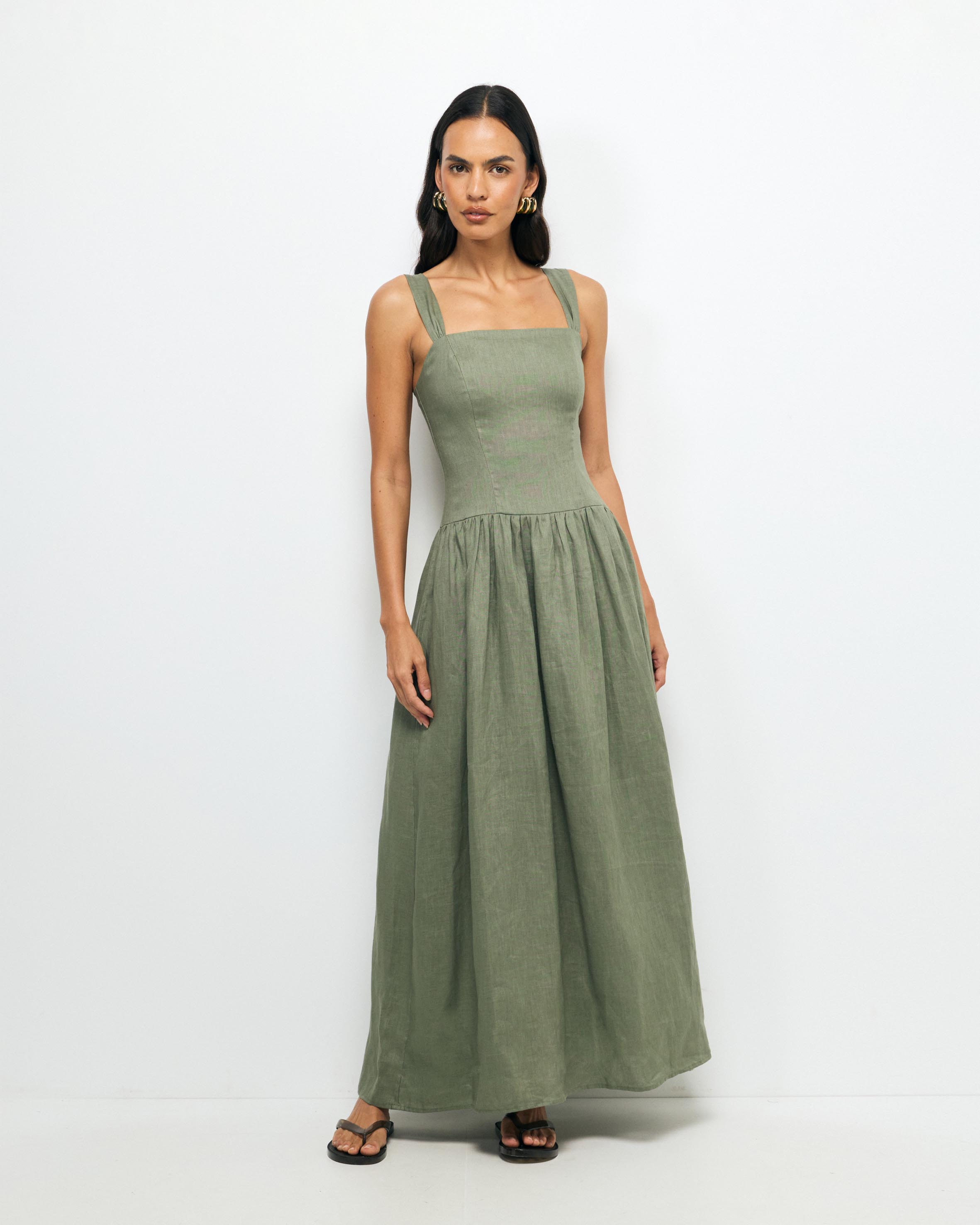 Tiara Linen Midi Dress