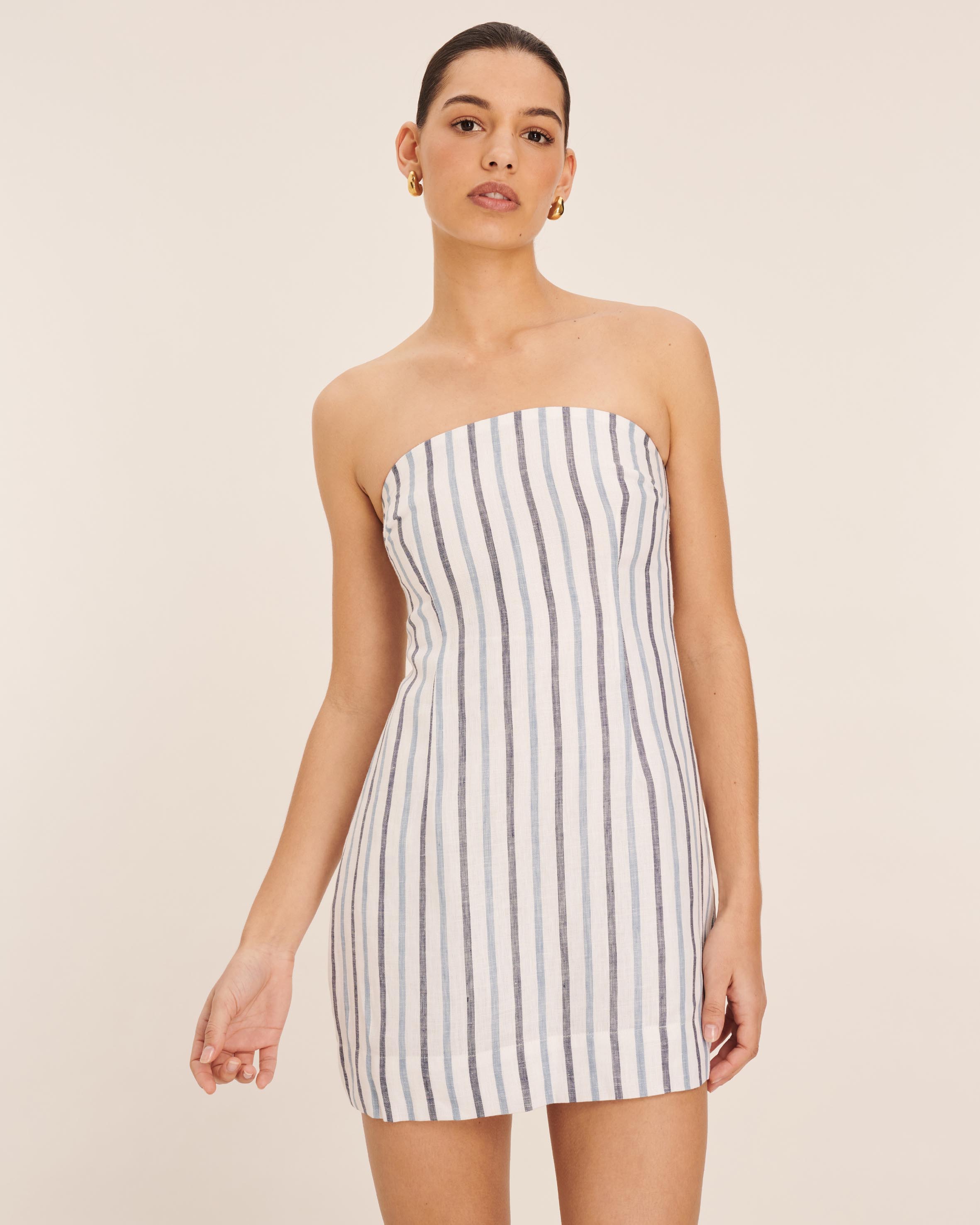 Linen Strapless Mini Dress