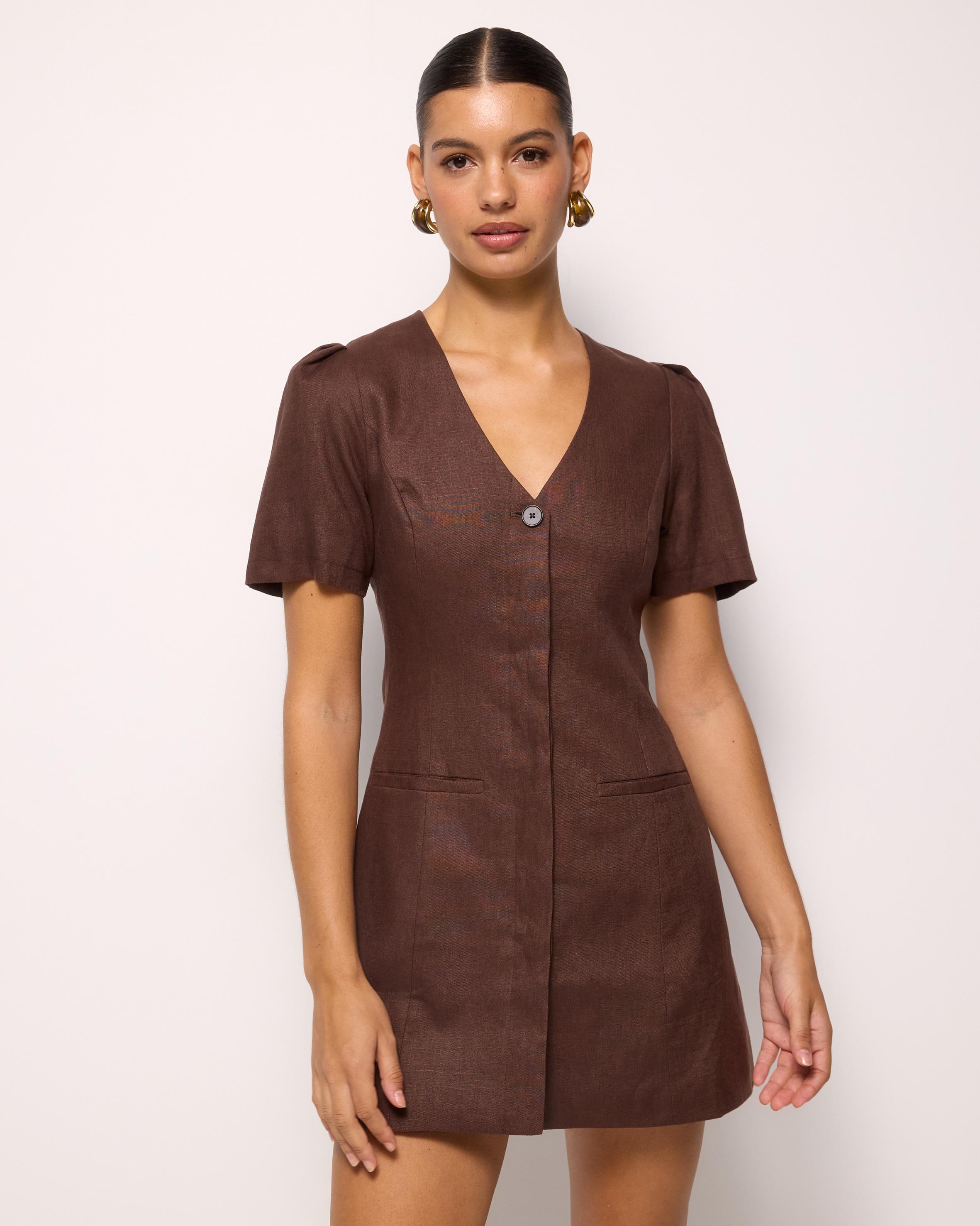 Luna Linen Tailored Mini Dress