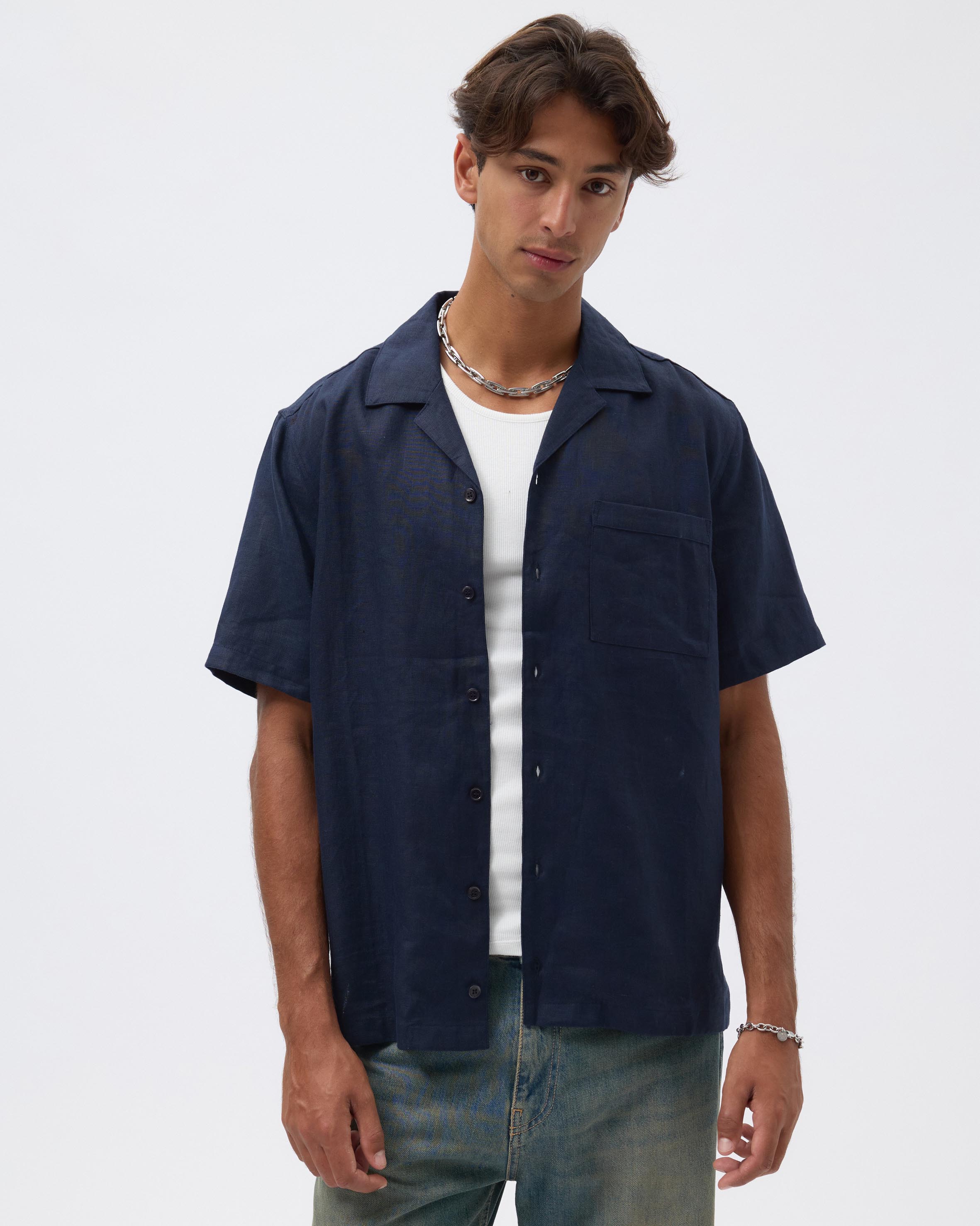 Kian Linen Camp Collar Shirt