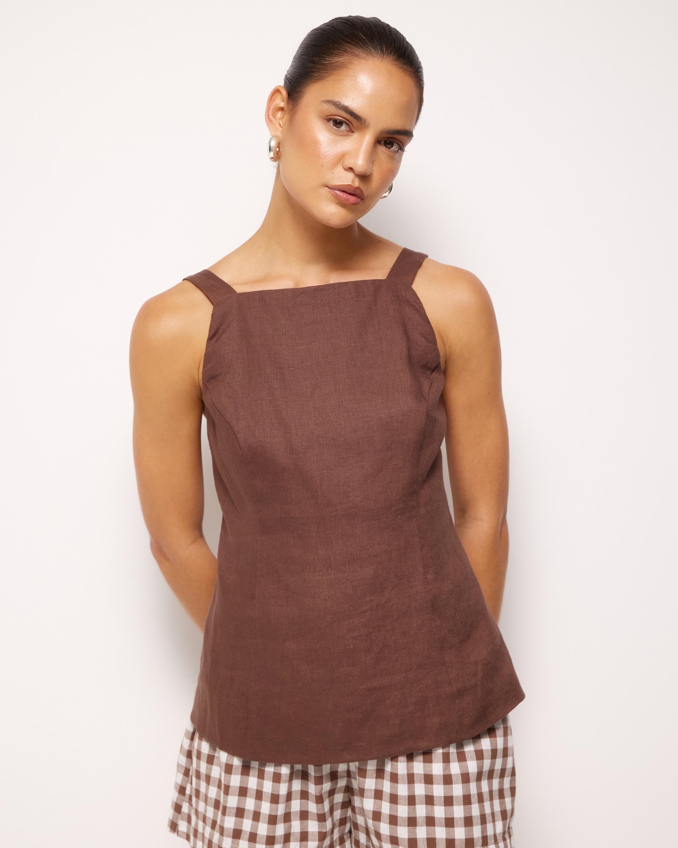 Haven Linen Beaded Top