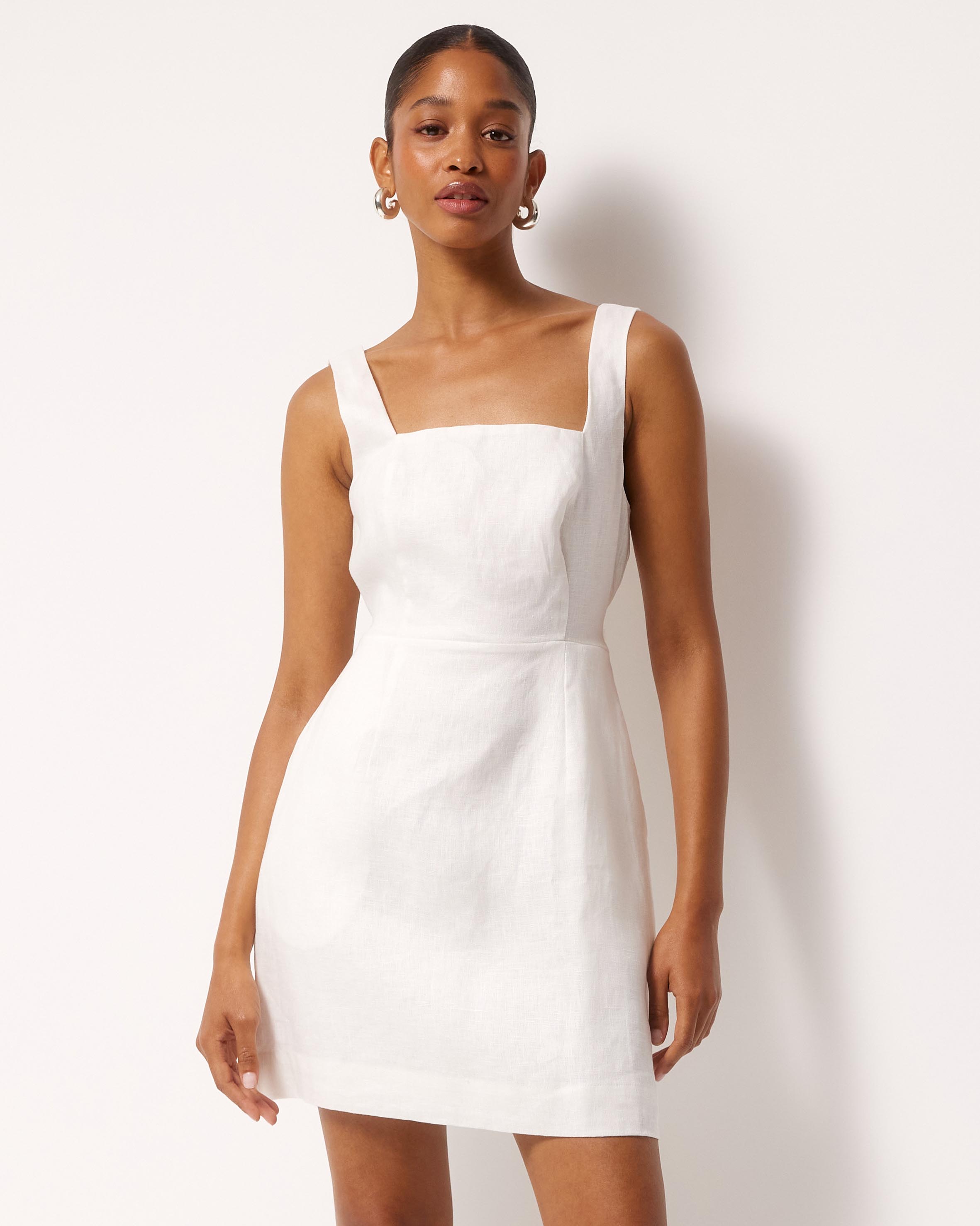 Kaili Linen Square Neck Mini Dress