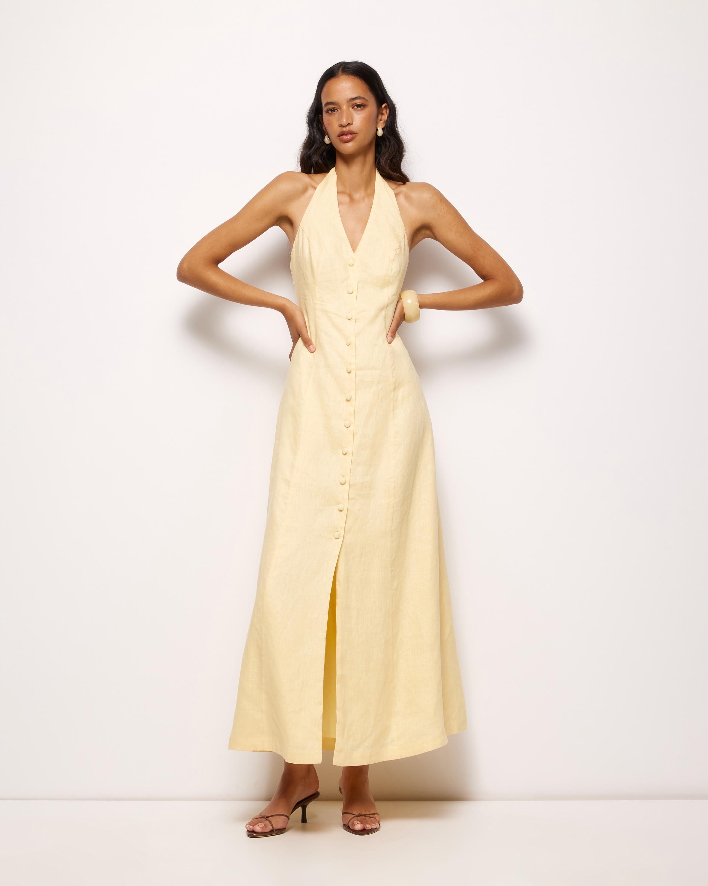 Rosa Linen Halter Midi Dress