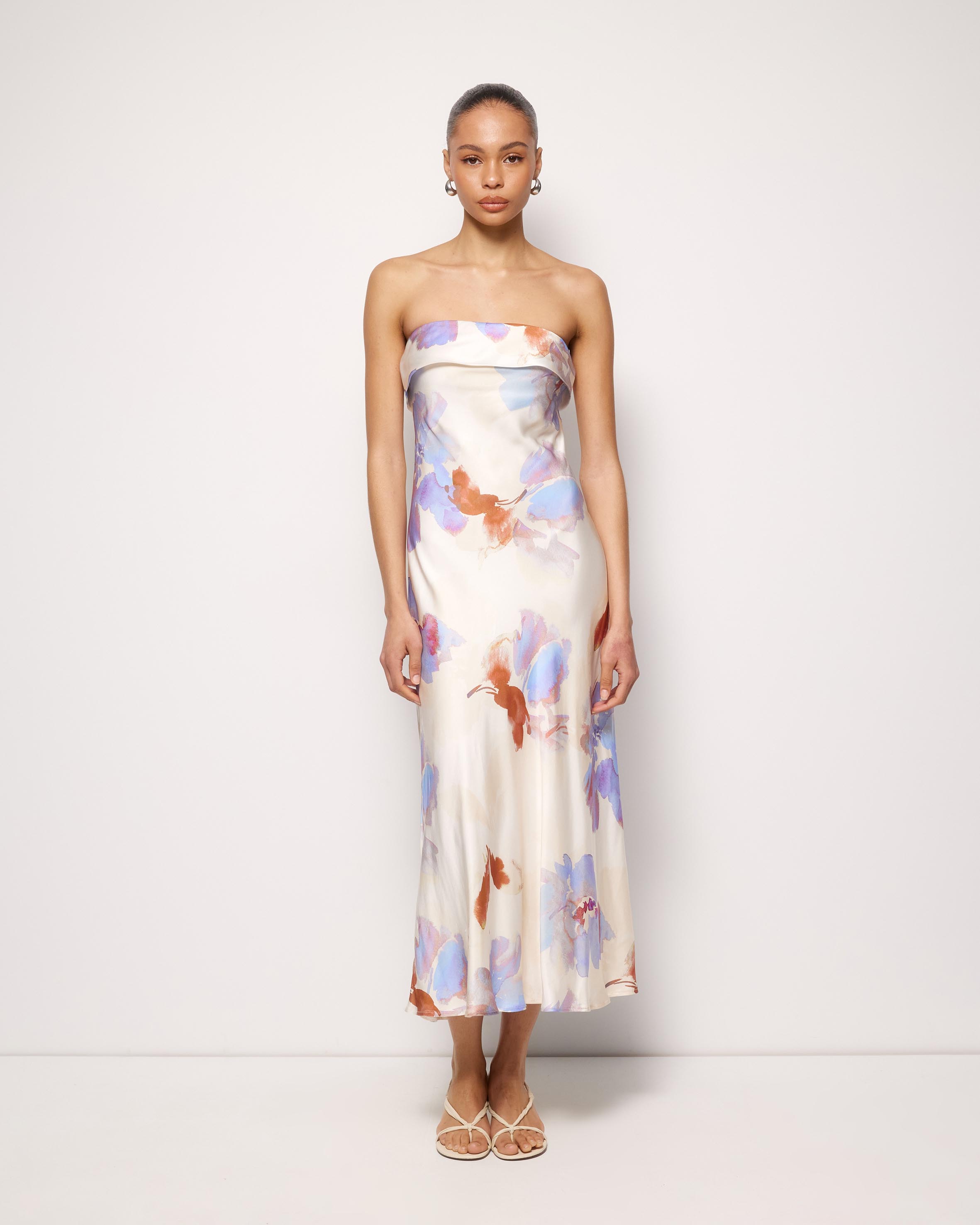 Nila Satin Bias Cut Strapless Dress