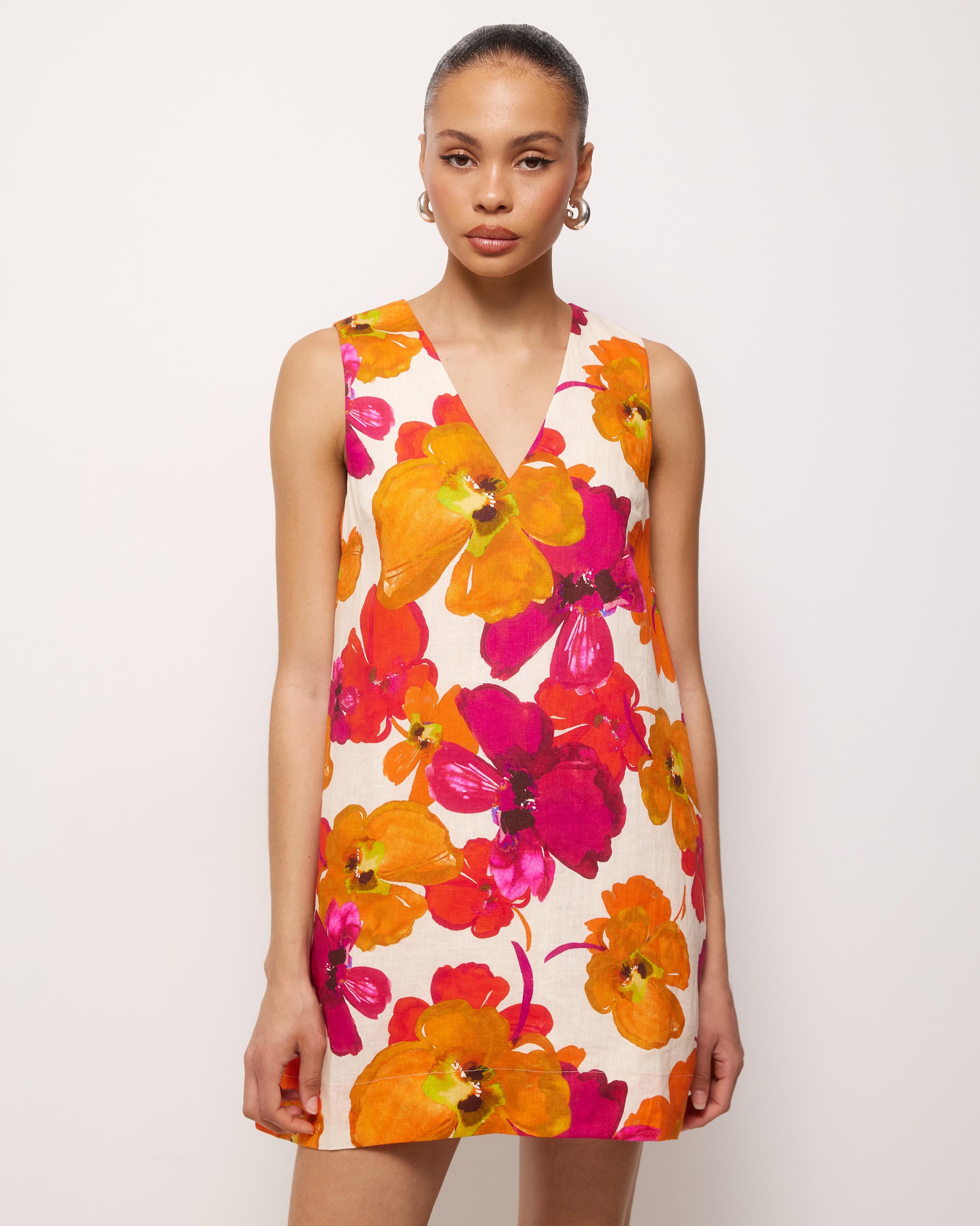 Odette Linen V Neck Shift