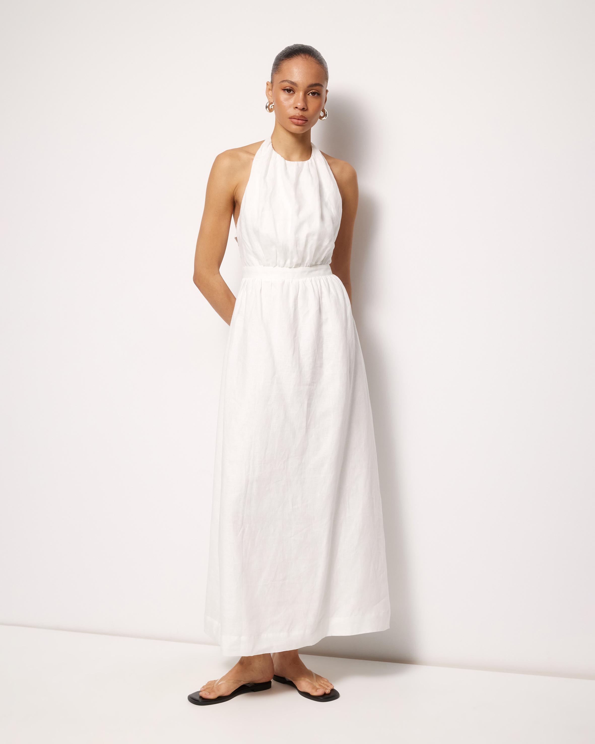 Tali Linen Cross Back Midi Dress