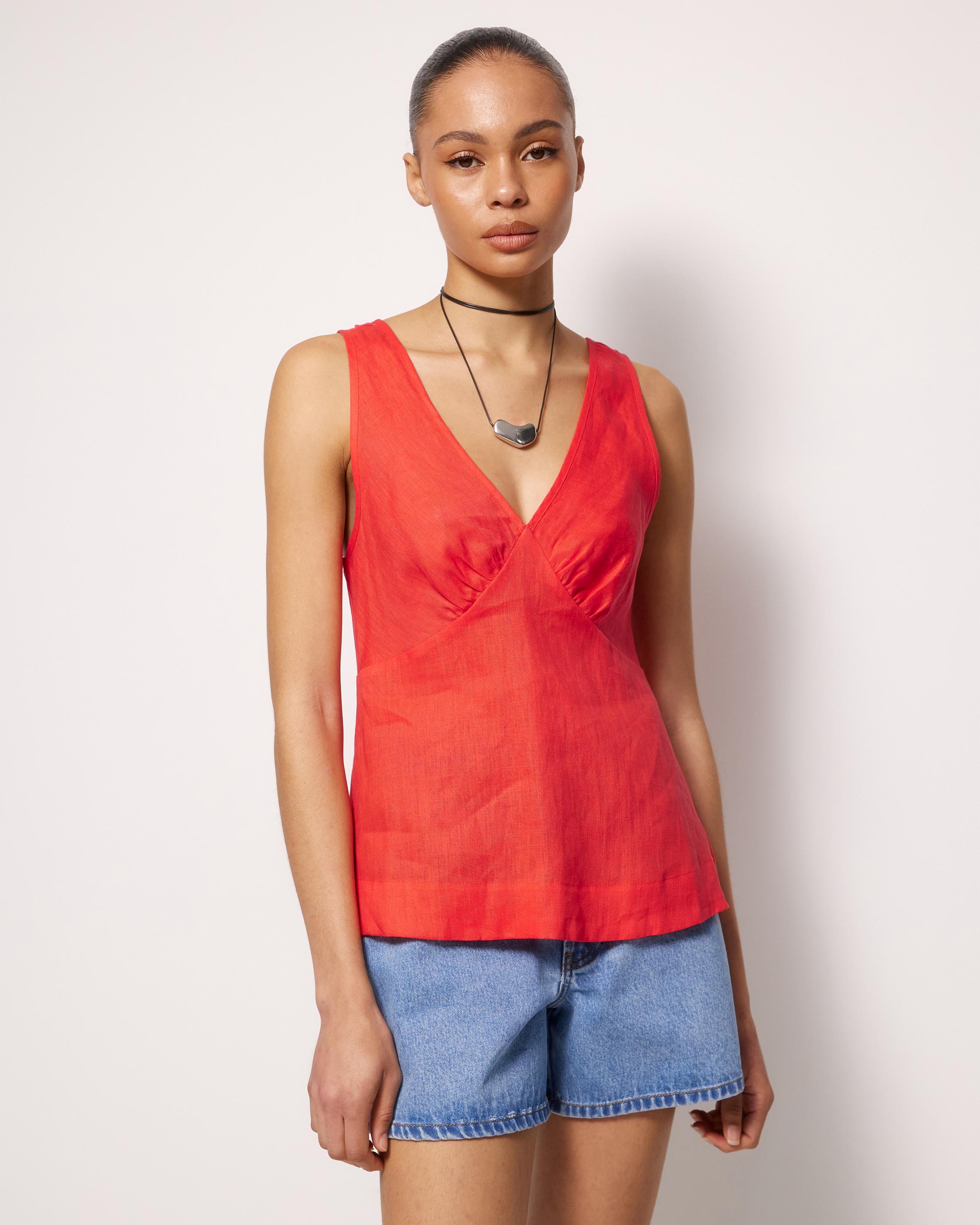 V-Neck Linen Top