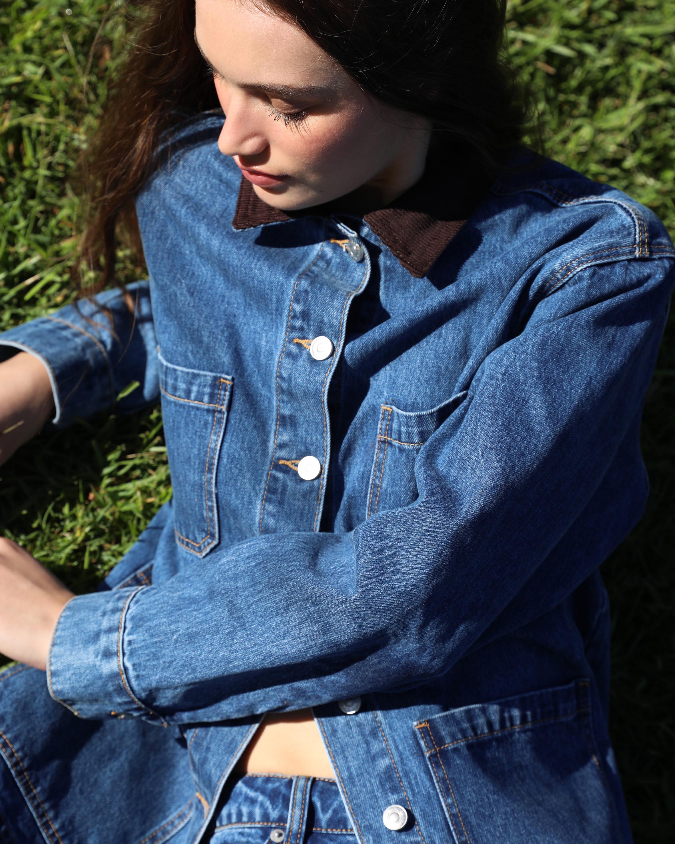 Denim Contrast Collar Jacket