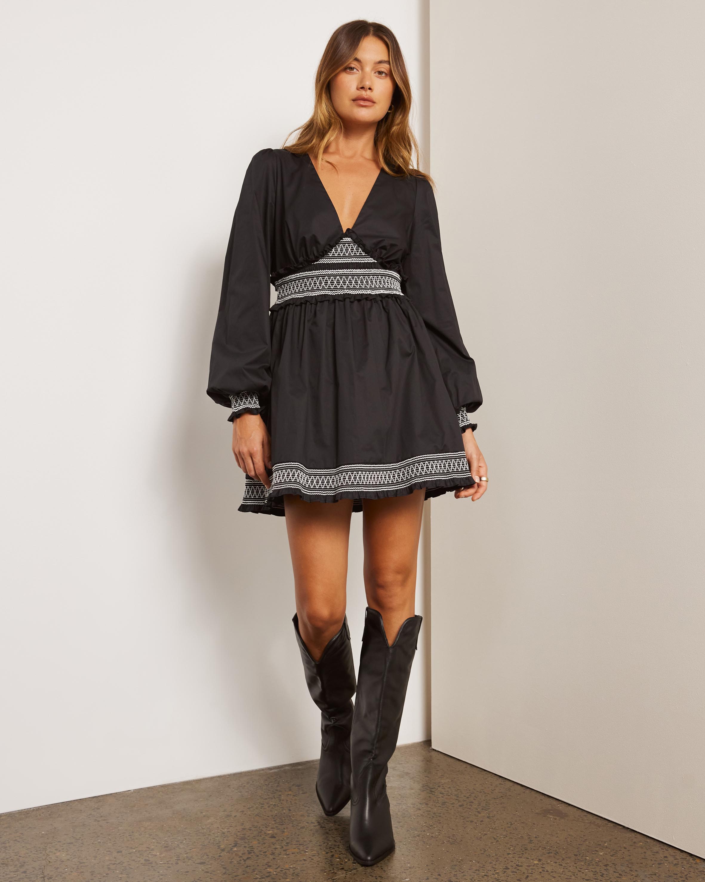 Organic Cotton Contrast Embroidery Capsule Mini Dress