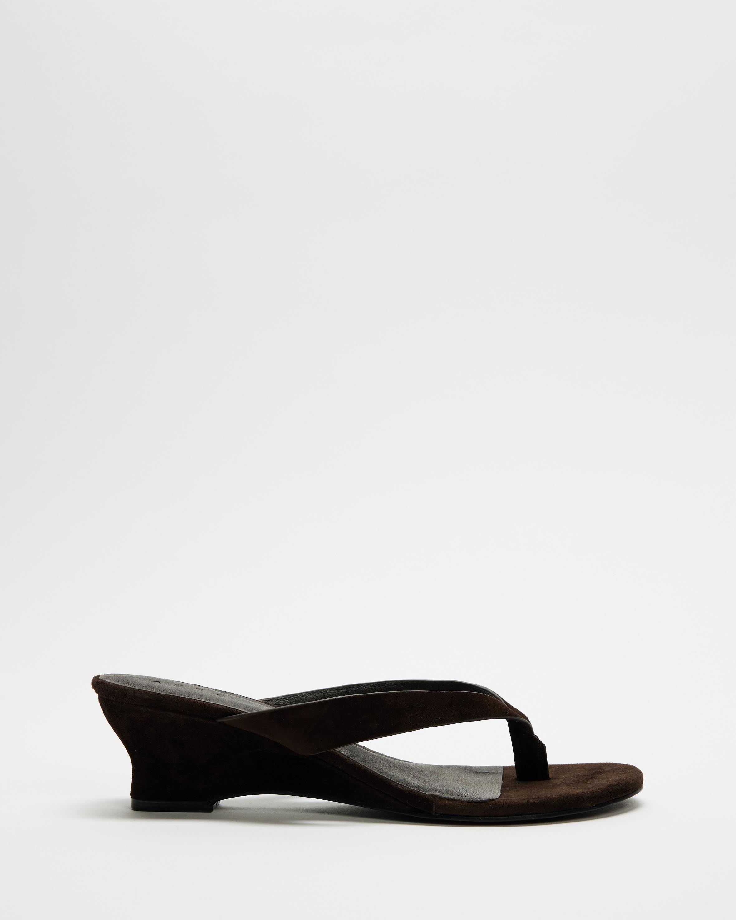 Suede Wedge Heel Thongs