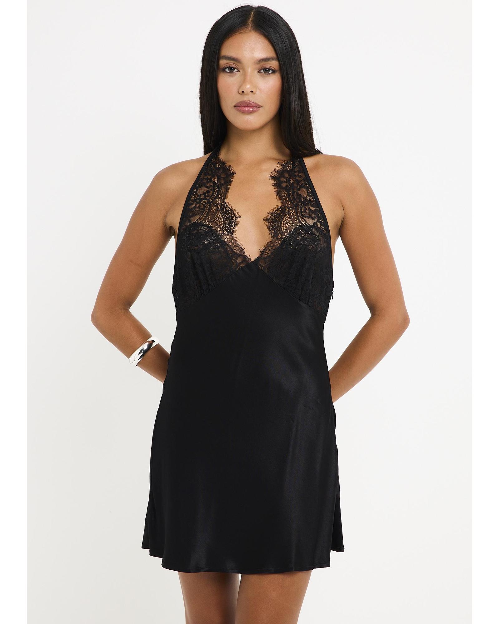 Talia Halter Lace Mini Dress