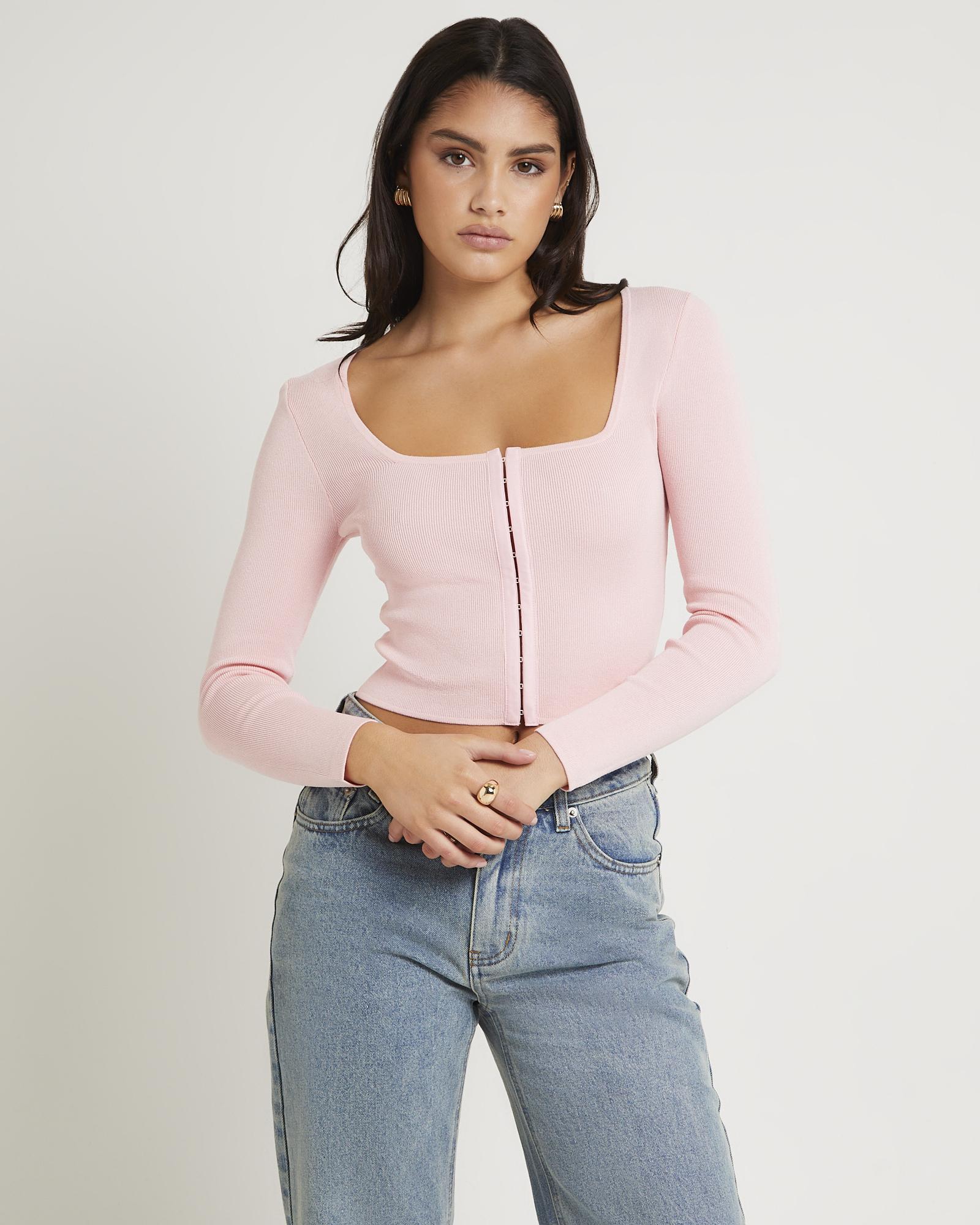 Quinn Hook & Eye Long Sleeve Knit Top