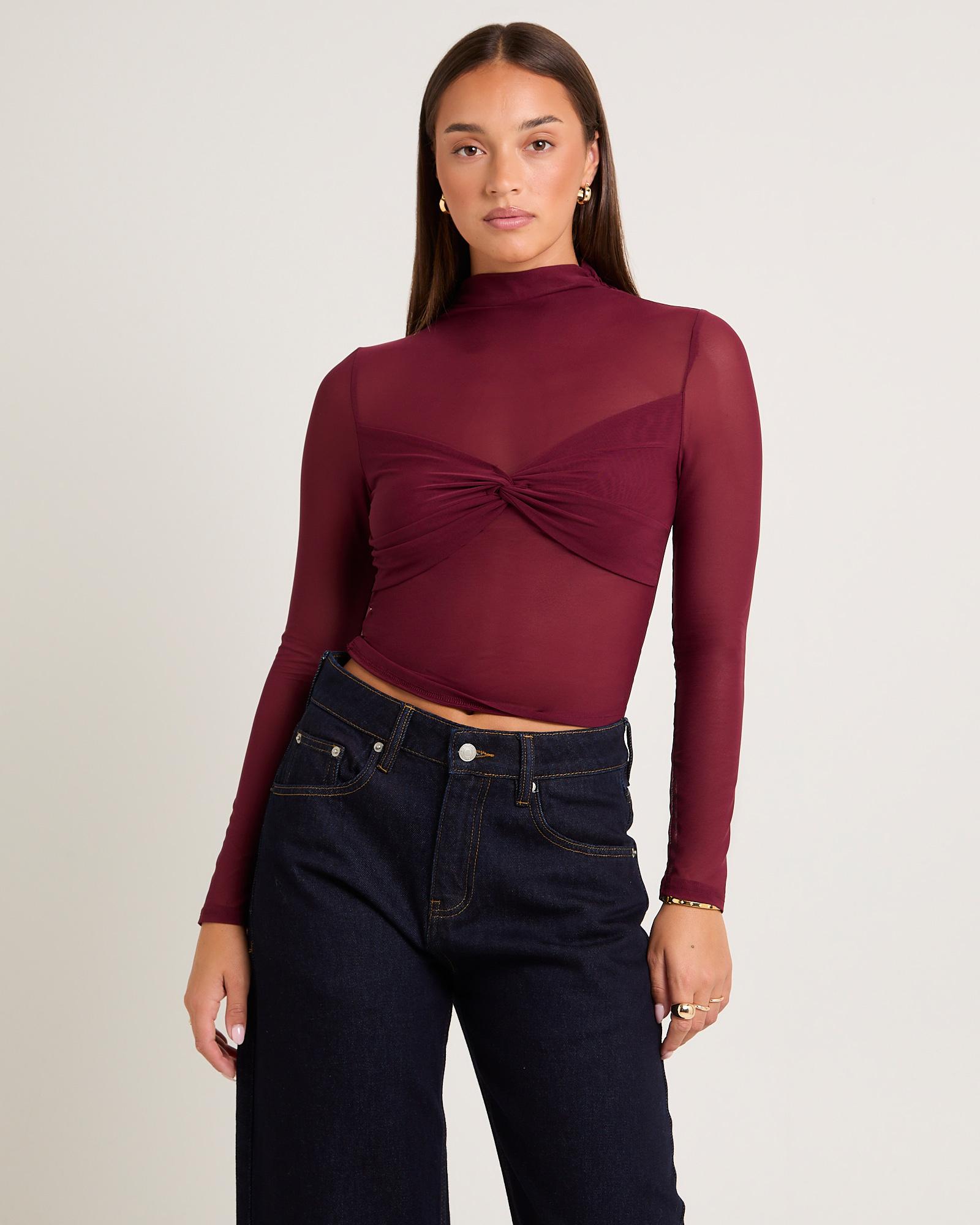 Tae Twist Detail Mesh Turtleneck
