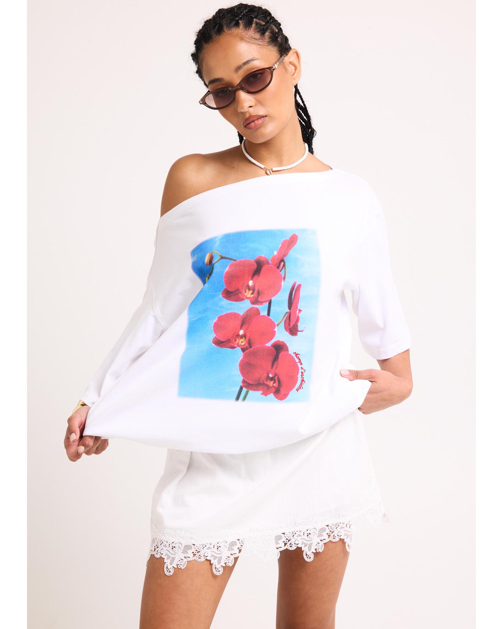 Orchid Off Shoulder T-Shirt
