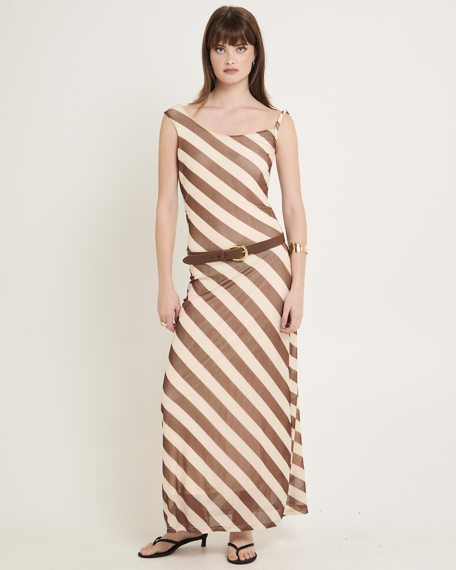 Mesh Stripe Maxi Dress