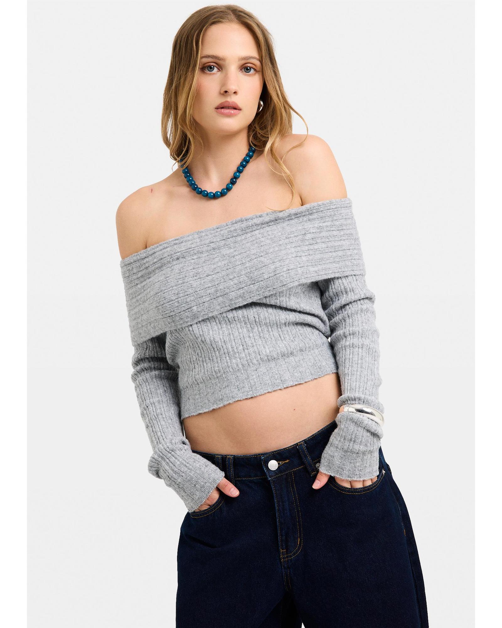 Claudia Off Shoulder Rib Knit Top