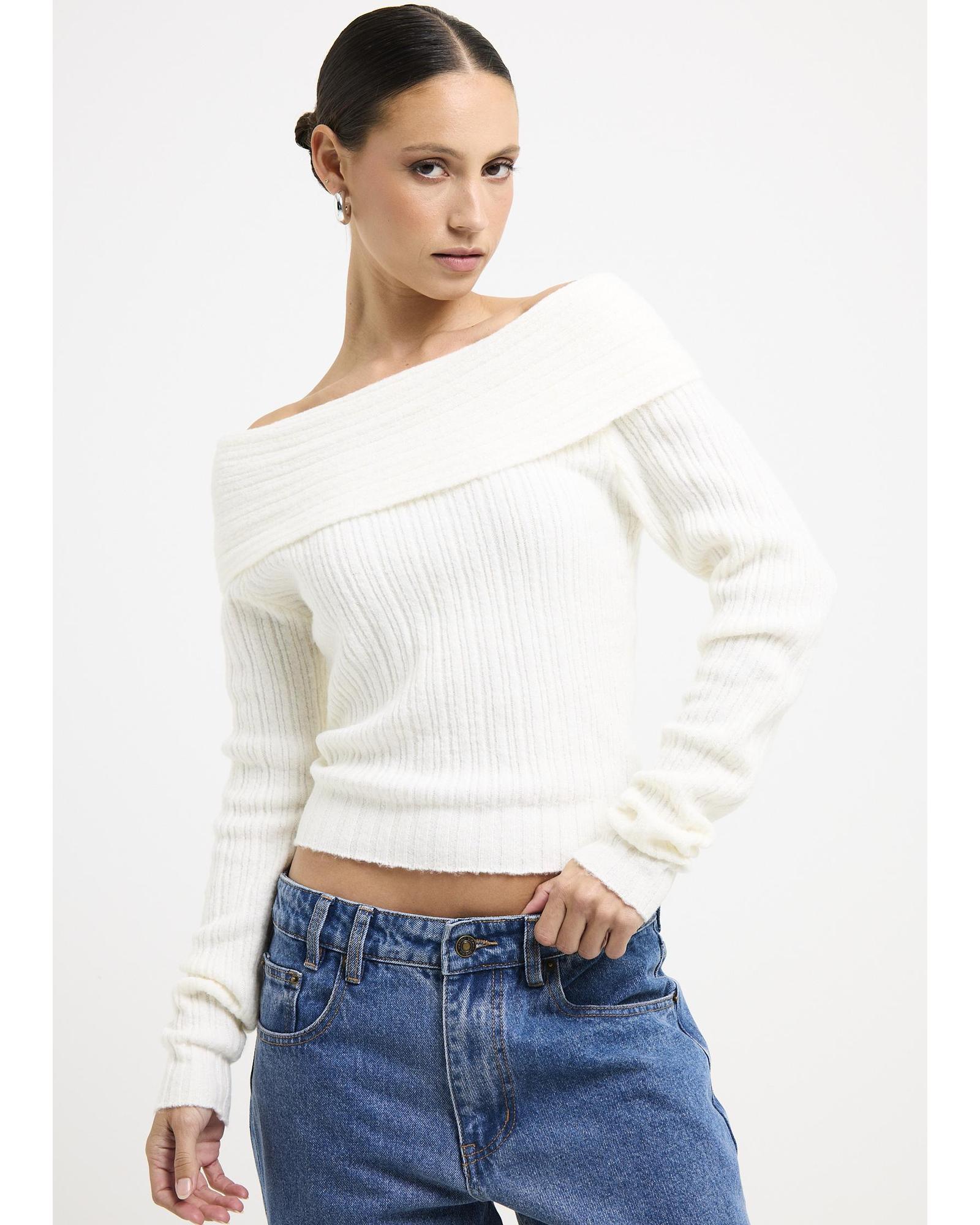 Claudia Off Shoulder Rib Knit Top