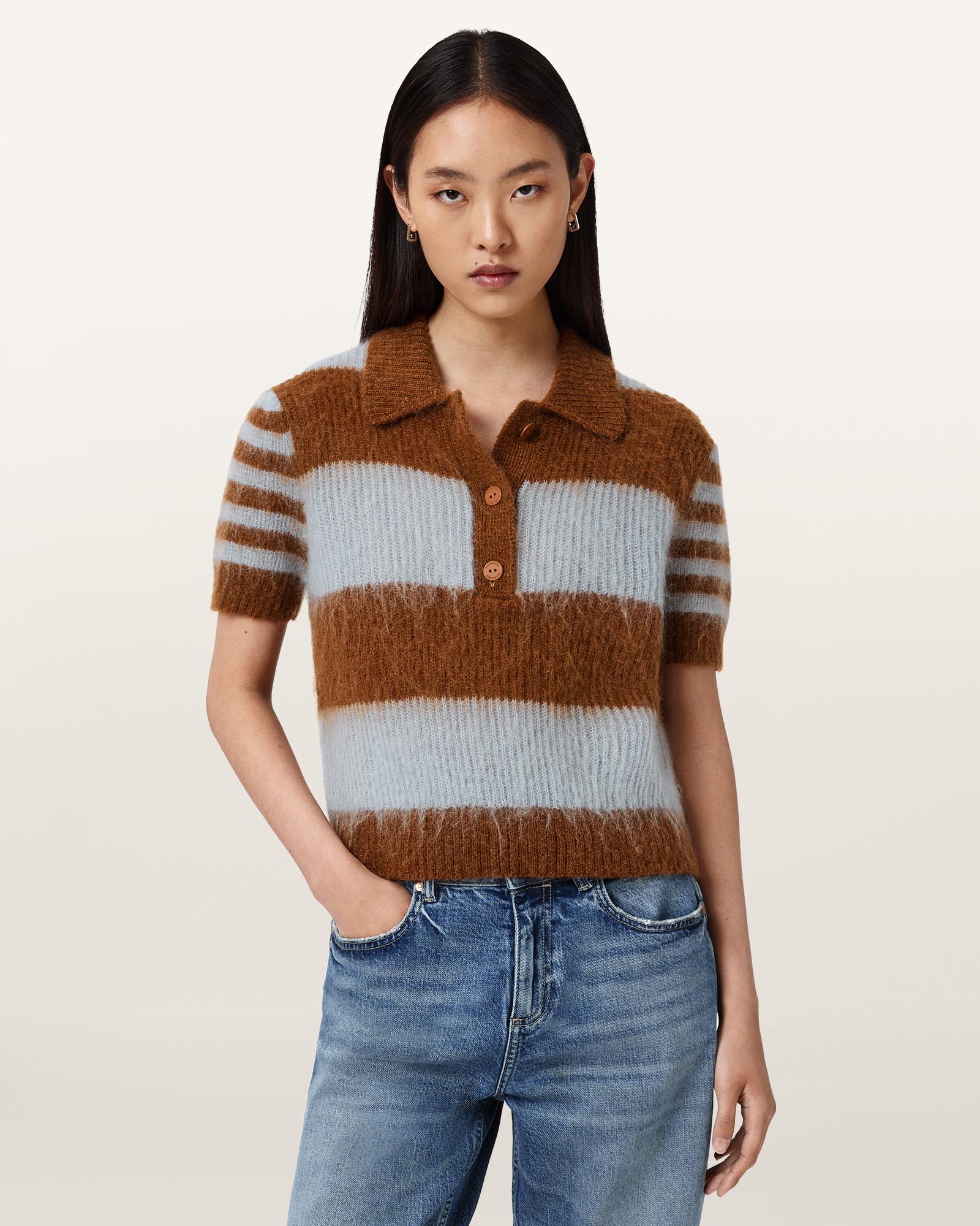 Clem Mohair-Merino Blend Polo Tee