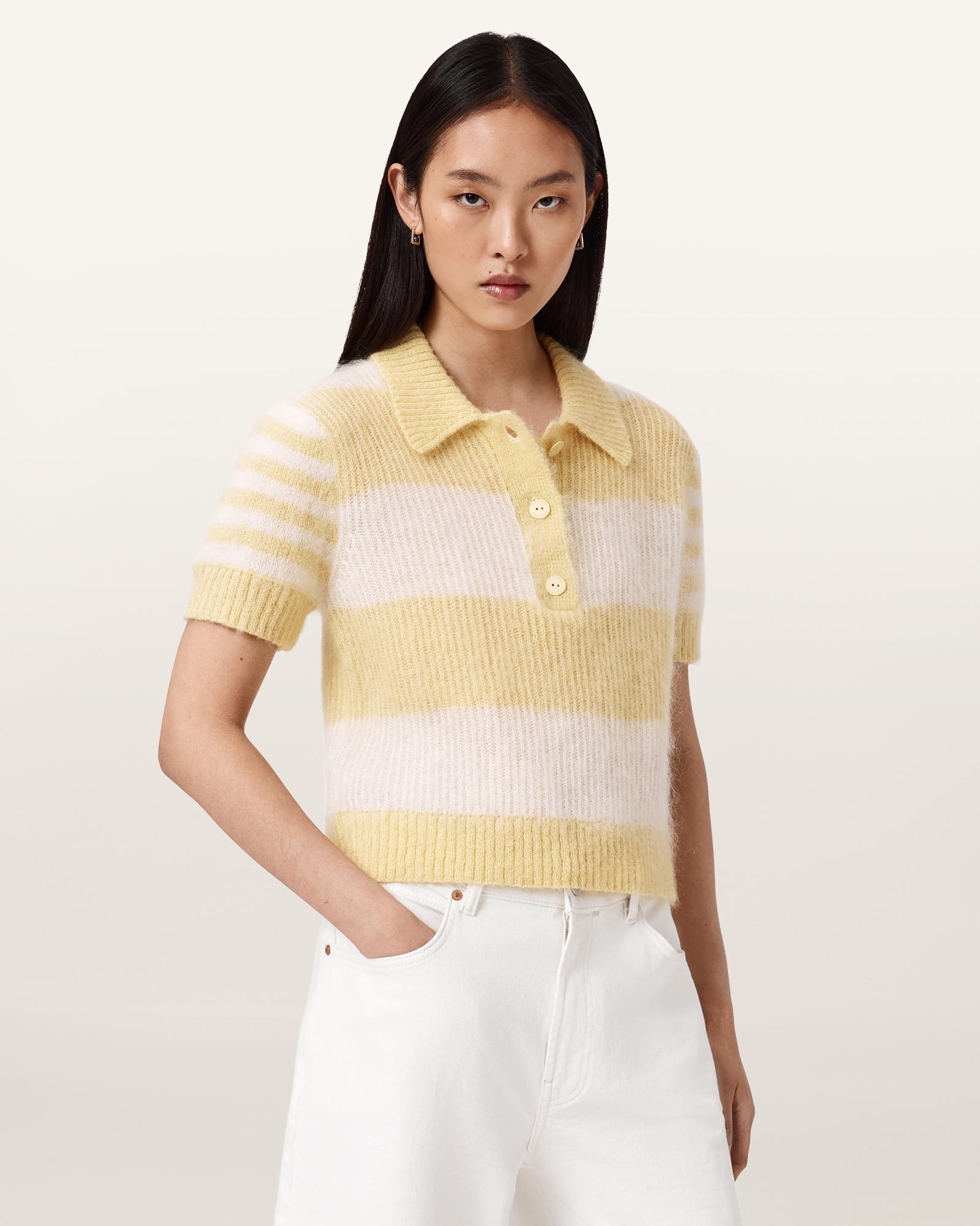 Clem Mohair-Merino Blend Polo Tee