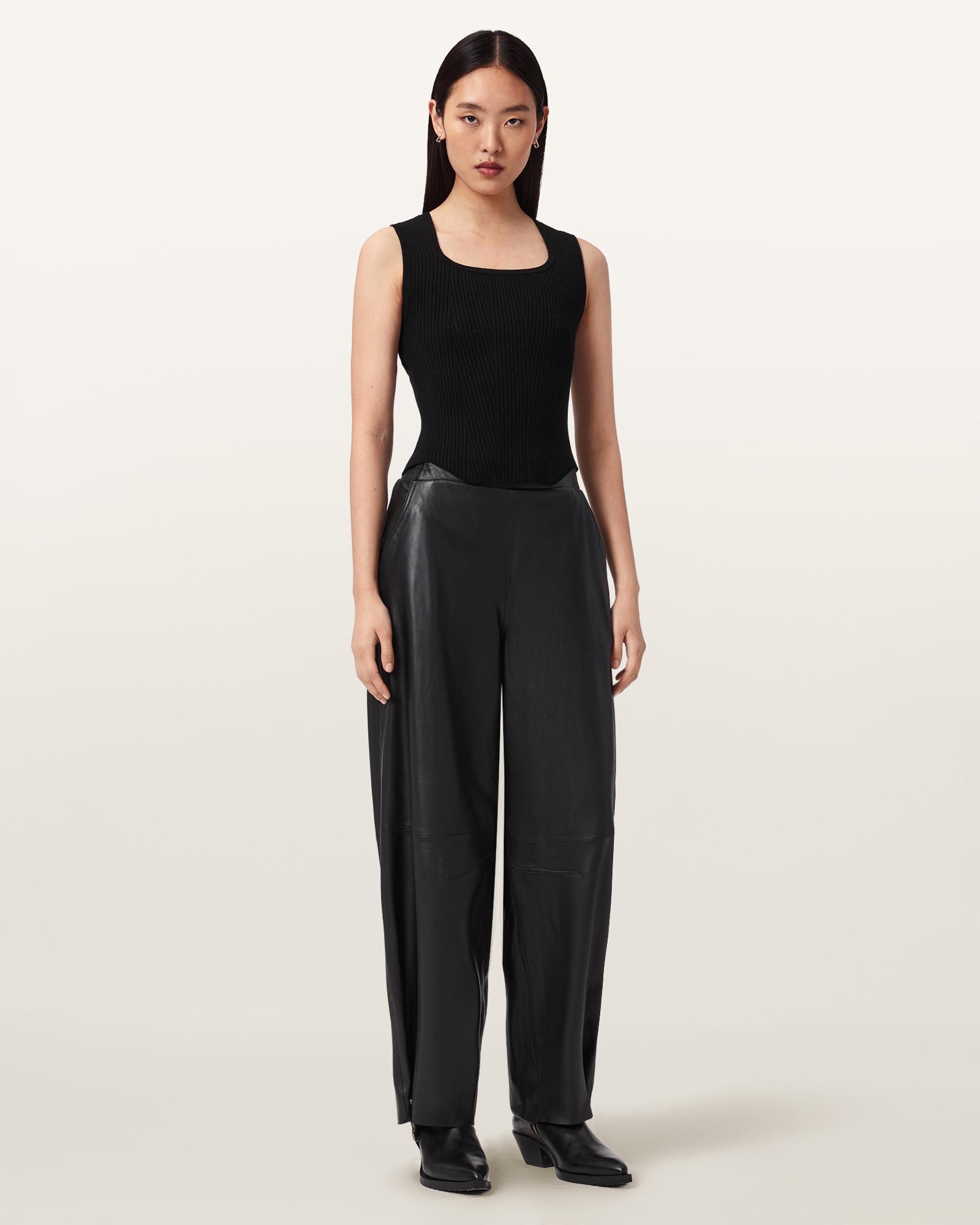 Etta Barrel Leg Leather Trousers