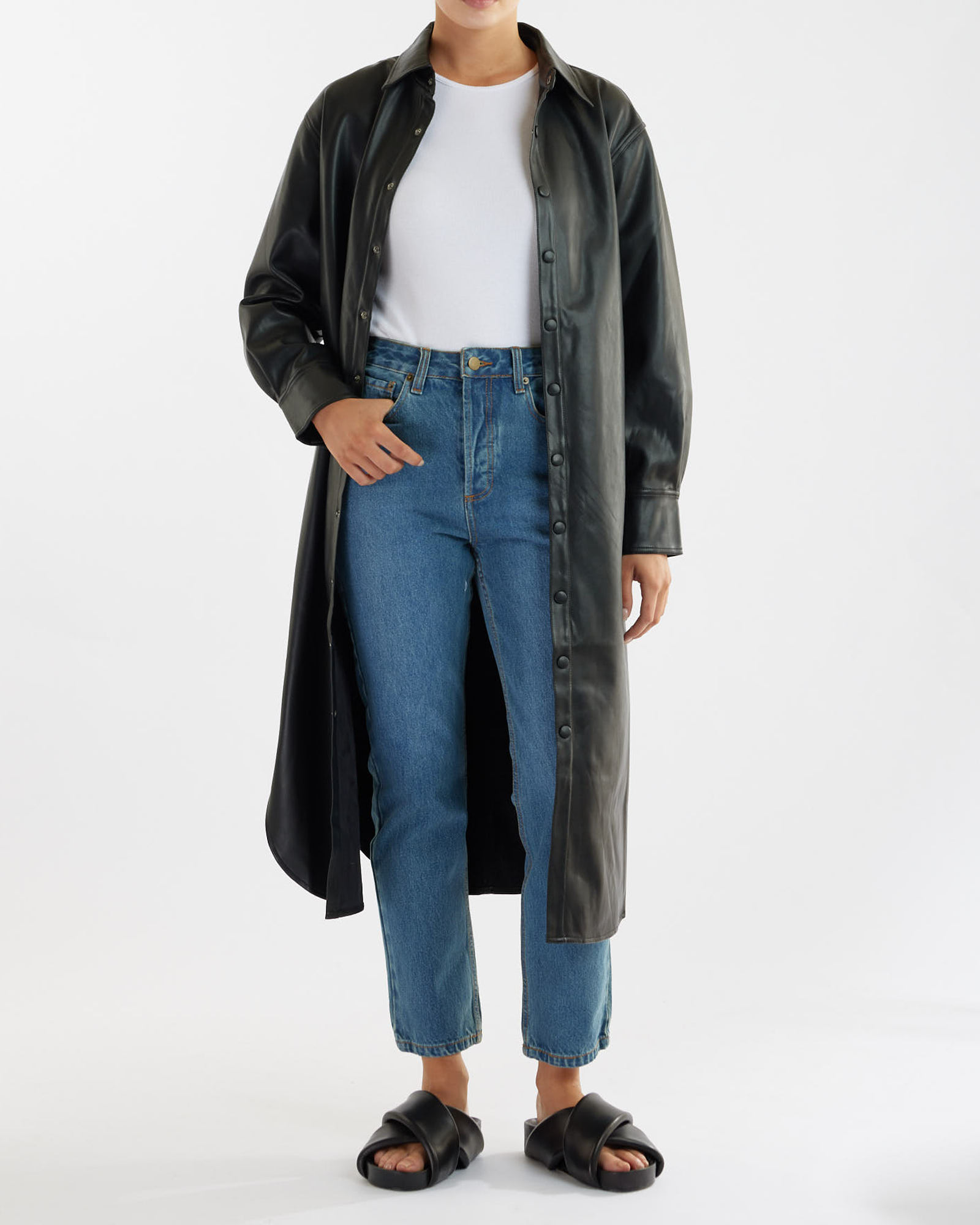Bolt Vegan Leather Shirt Dress