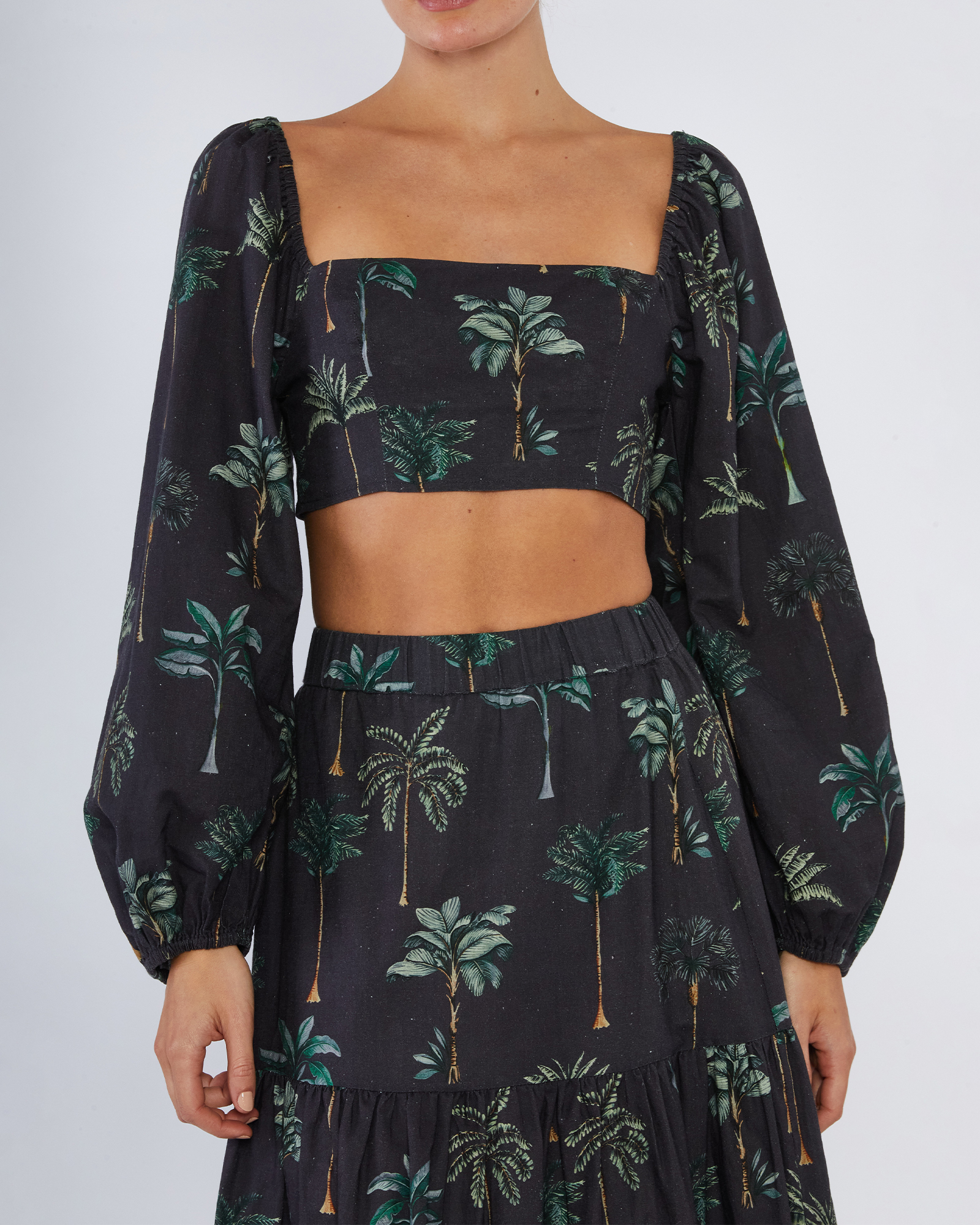 Palmira Linen Tie-Back Crop Top