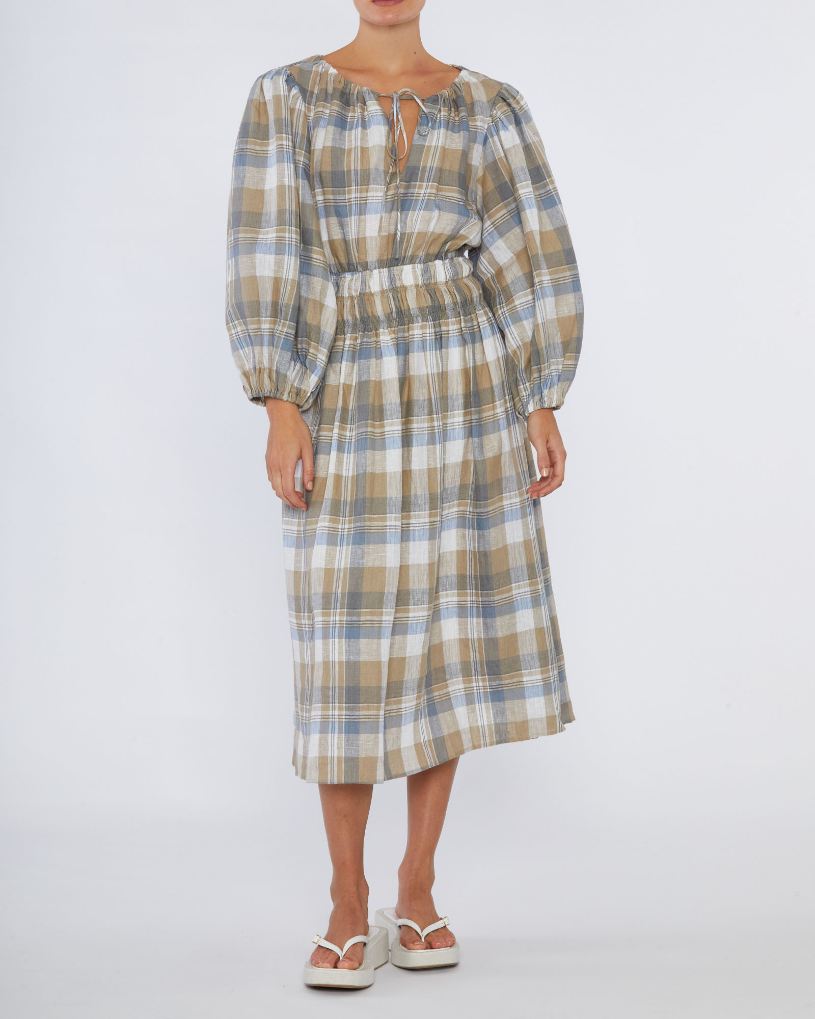 Allegra Linen Plaid Dress