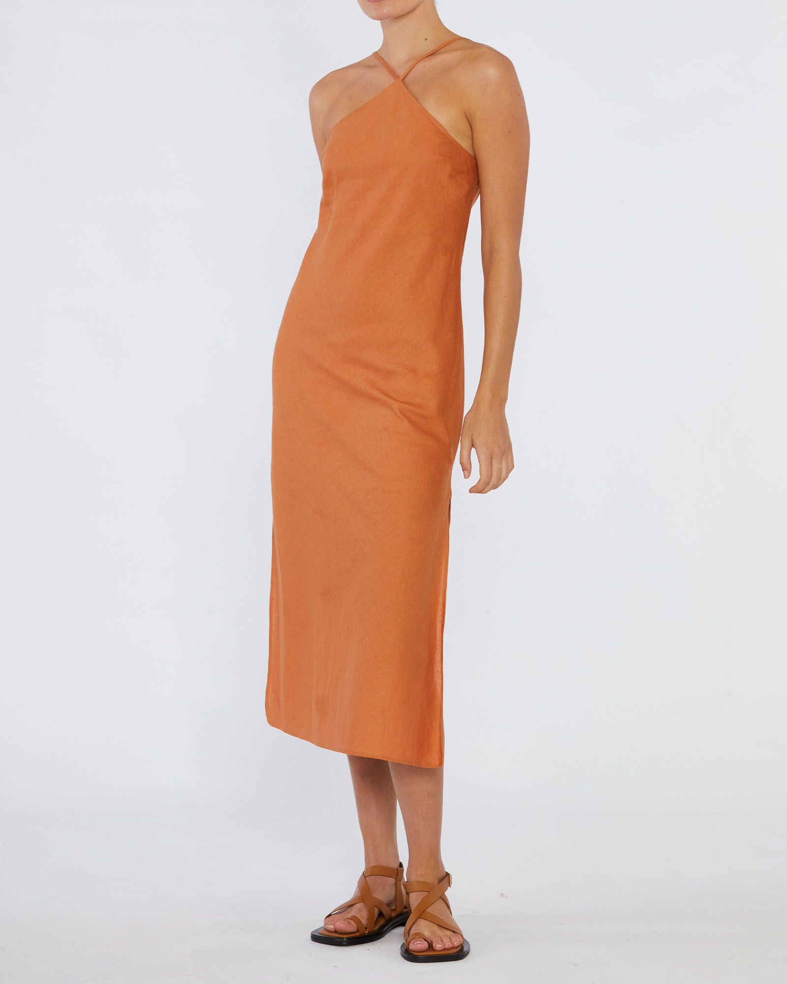 Krisha Linen Halter Midi Dress