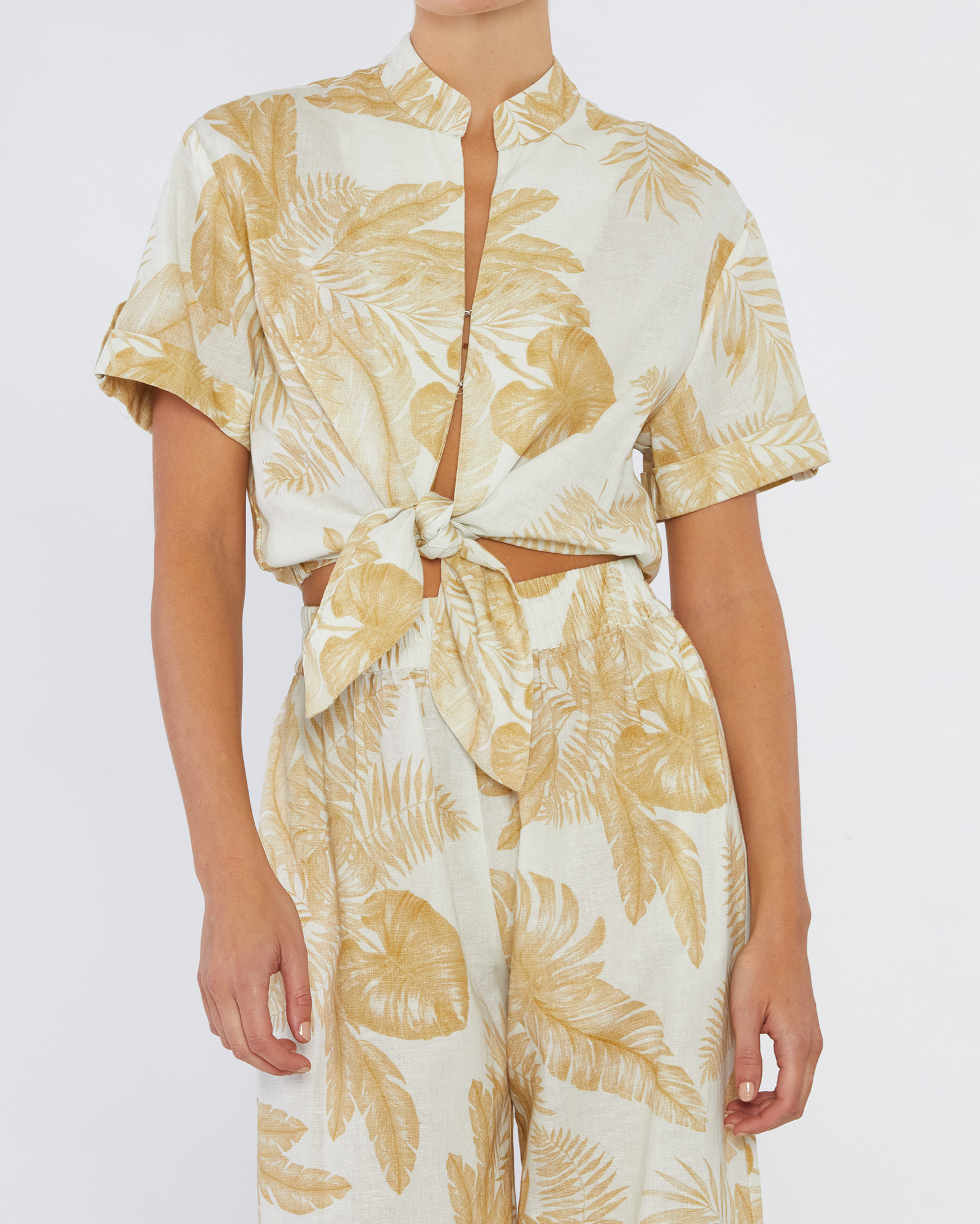 Samara Linen Tie Front Top