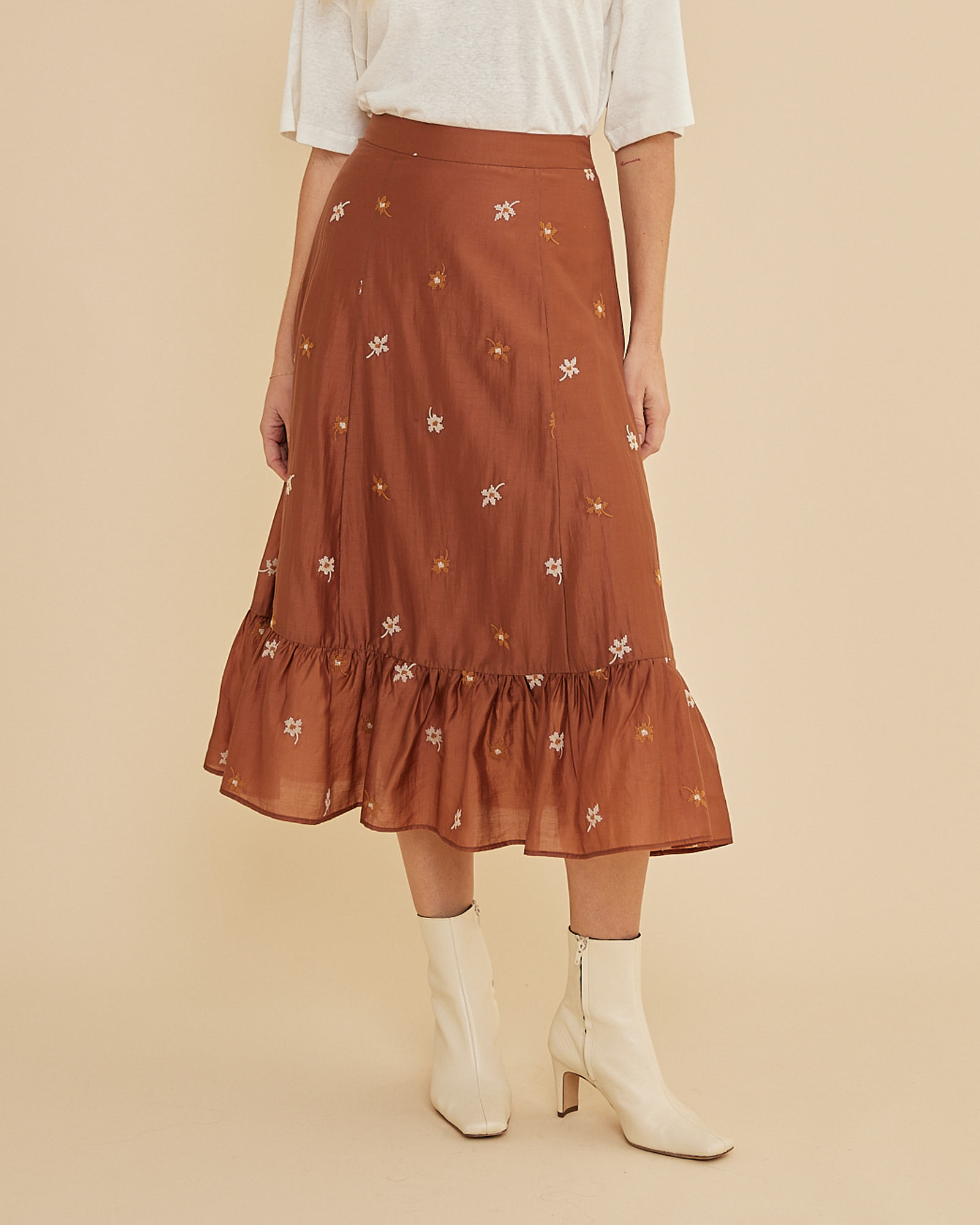 Monique Cross Stitch Midi Skirt