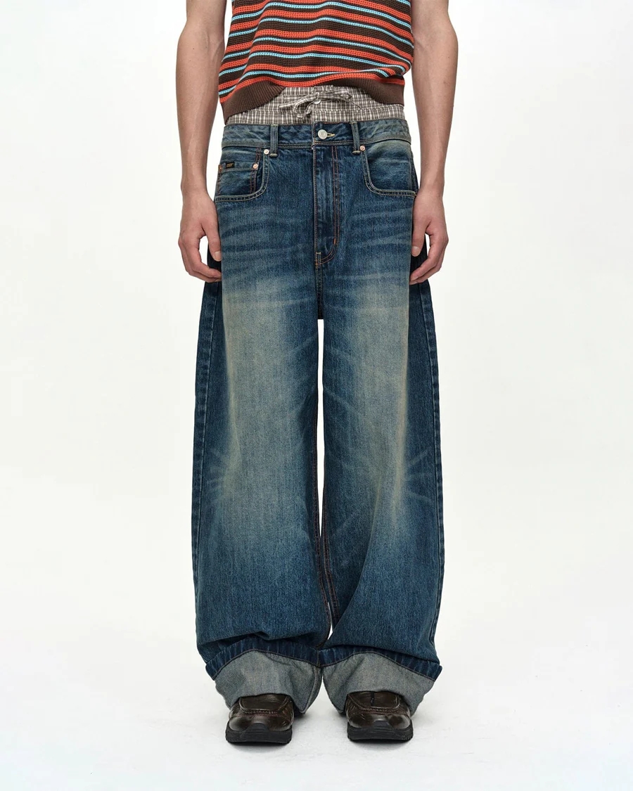 Trunk Layered Wide-Leg Jeans - Unisex