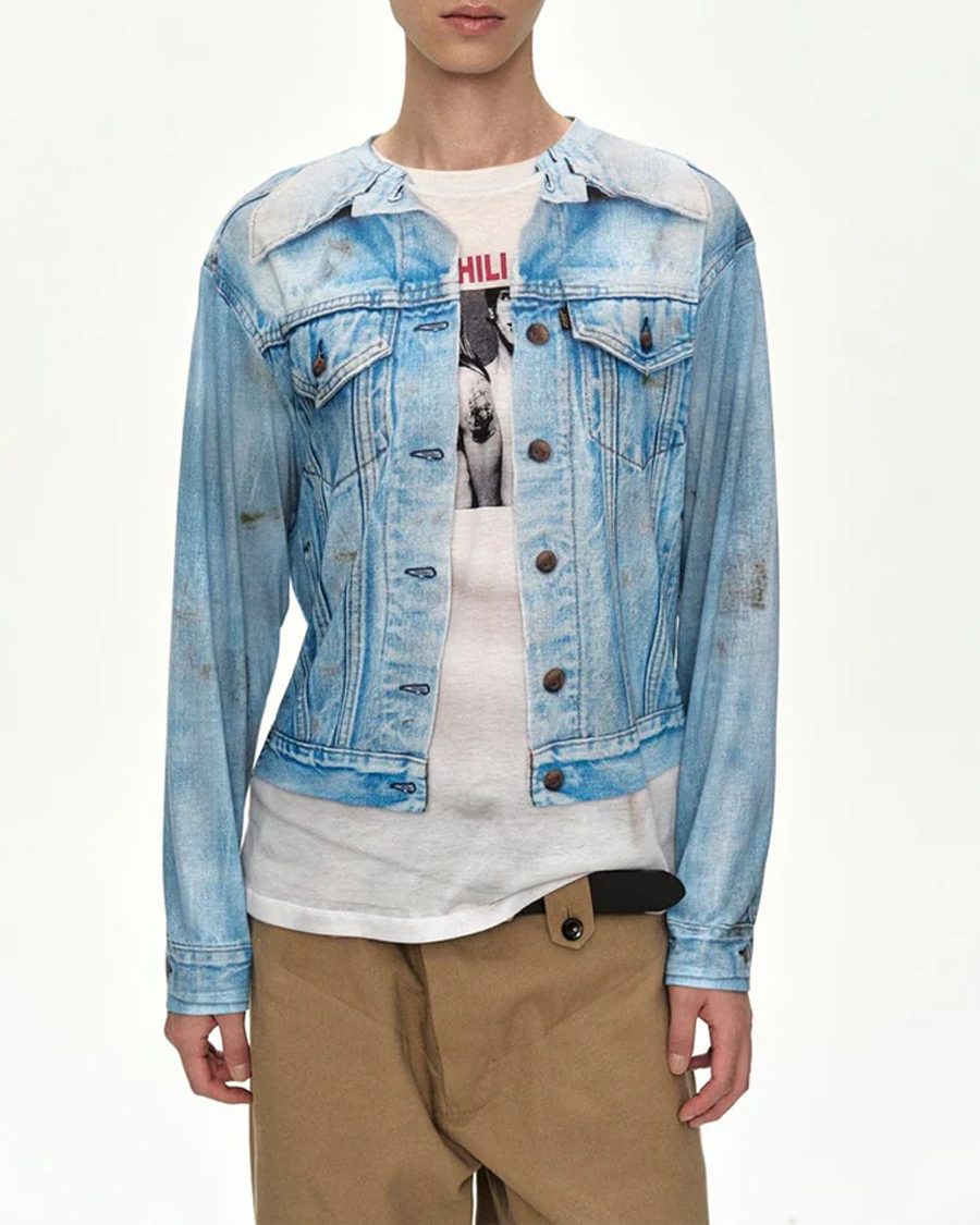 Denim Jacketed Trompe-LOeil L/S T-Shirt - Unisex