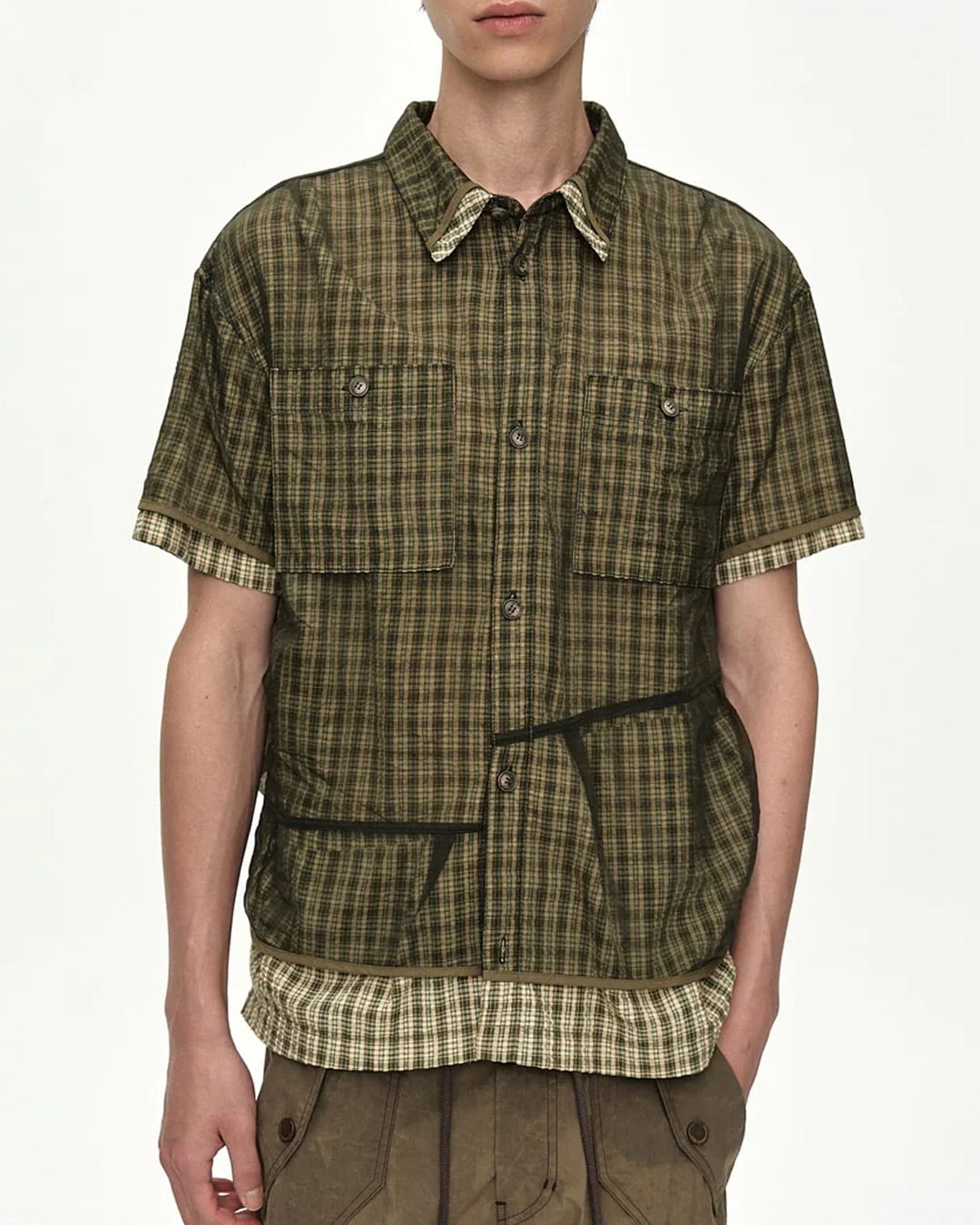 Check Sheer Layered Shirt