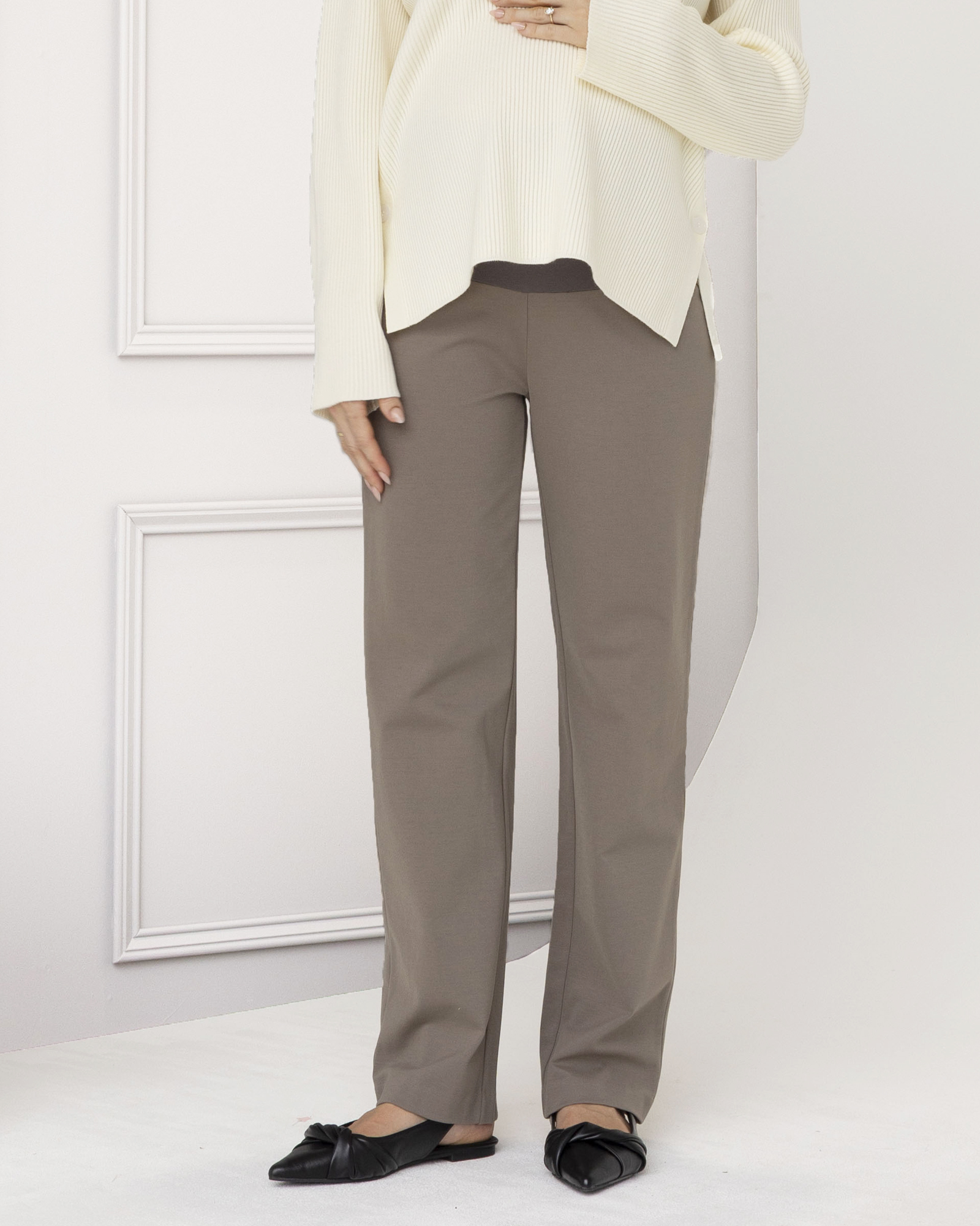 Steph Maternity Mid Waist Stretch Work Pants - Khaki