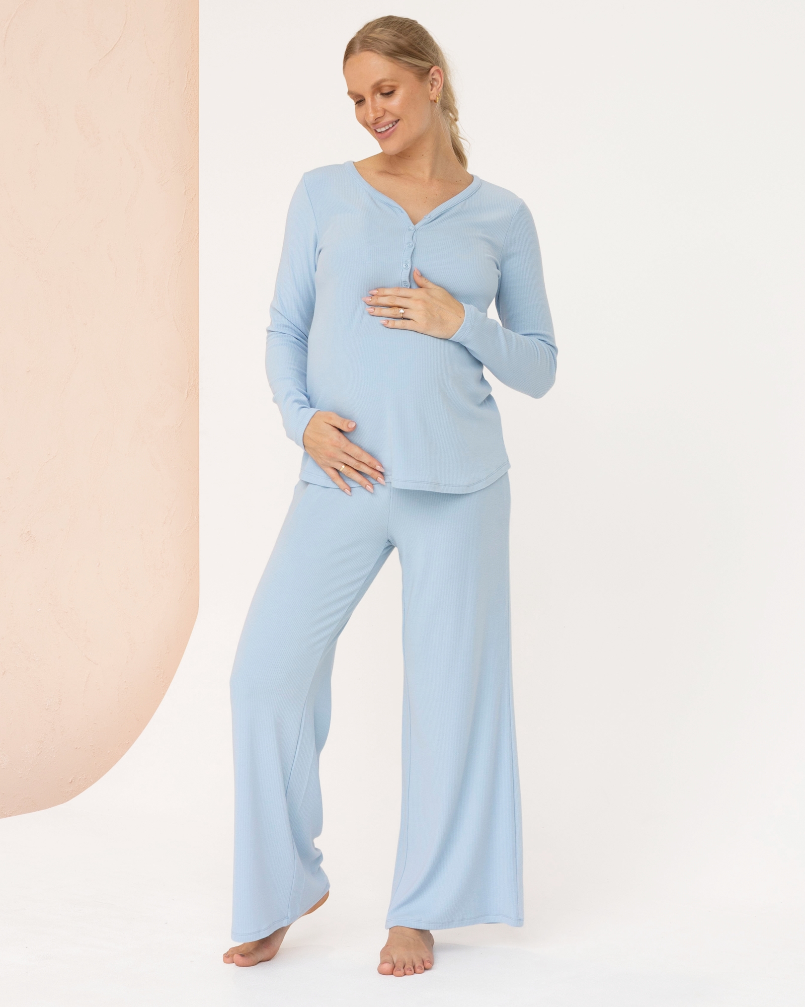 3-Piece Isabelle Maternity Sleepwear Set - Baby Blue